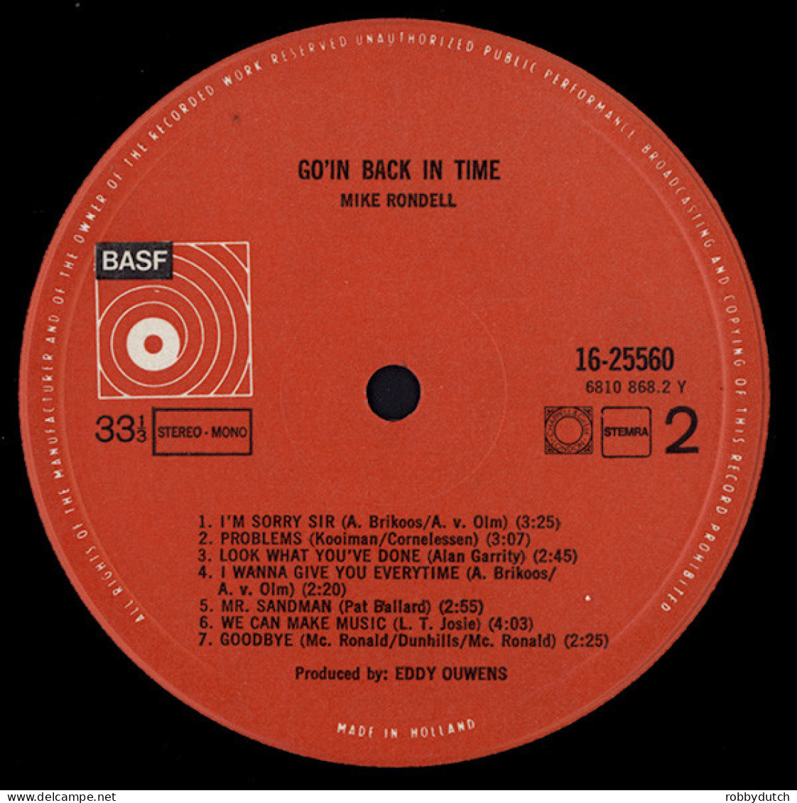 * LP *  MIKE RONDELL - GOIN' BACK IN TIME (Holland 1975 EX) - Disco & Pop