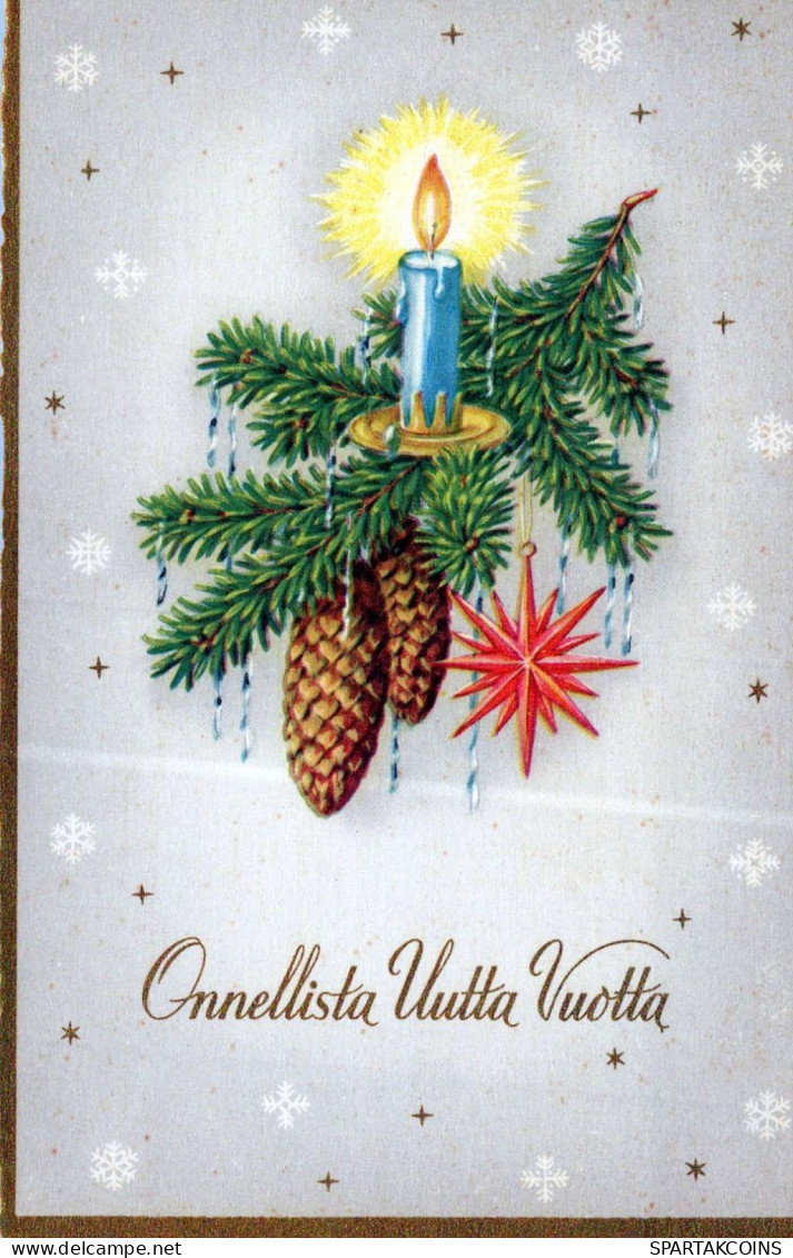 Feliz Año Navidad VELA Vintage Tarjeta Postal CPSMPF #PKD721.A - Nouvel An