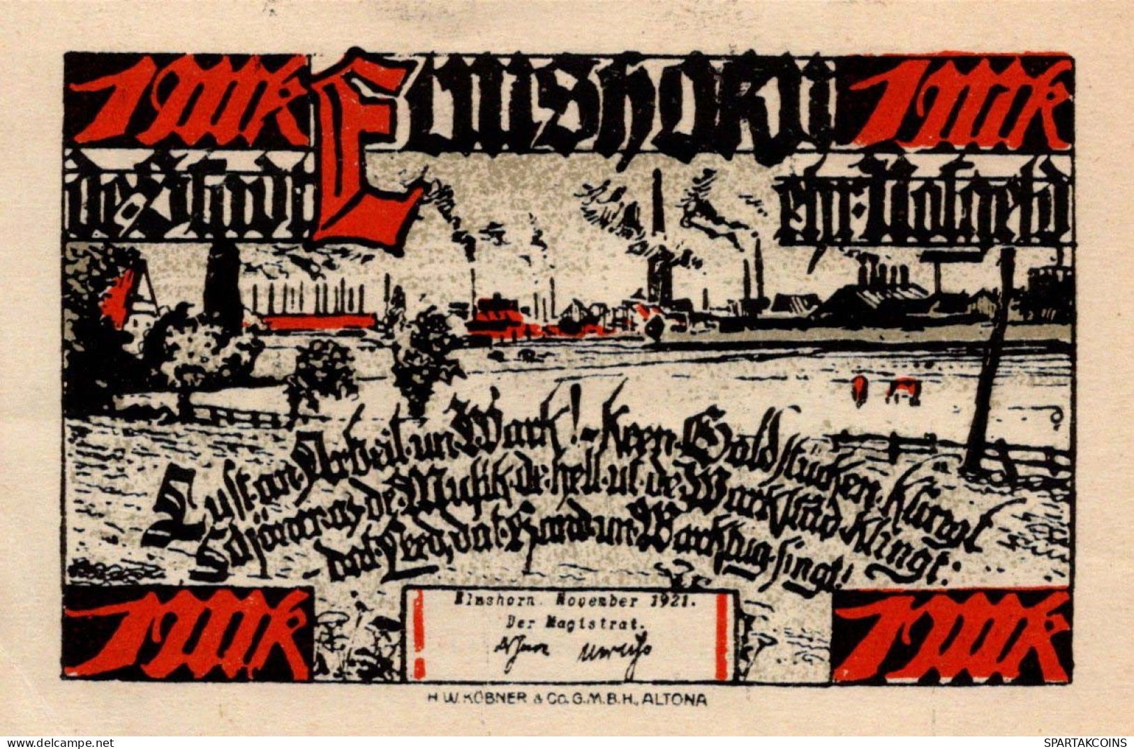 1 MARK 1921 Stadt Elmshorn Schleswig-Holstein UNC DEUTSCHLAND Notgeld #PB204 - Lokale Ausgaben