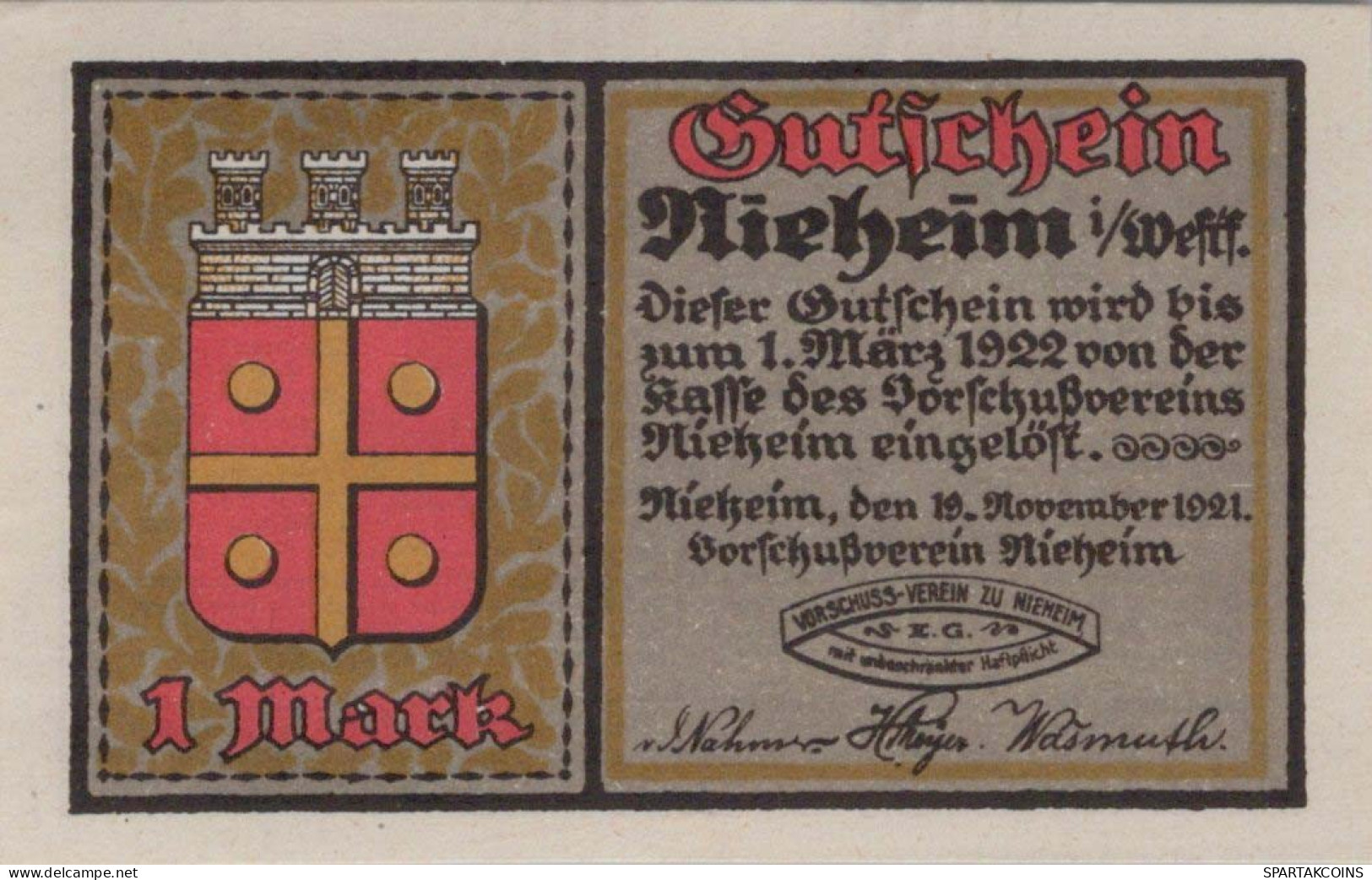 1 MARK 1921 Stadt DRENKE Westphalia UNC DEUTSCHLAND Notgeld Banknote #PI044 - Lokale Ausgaben