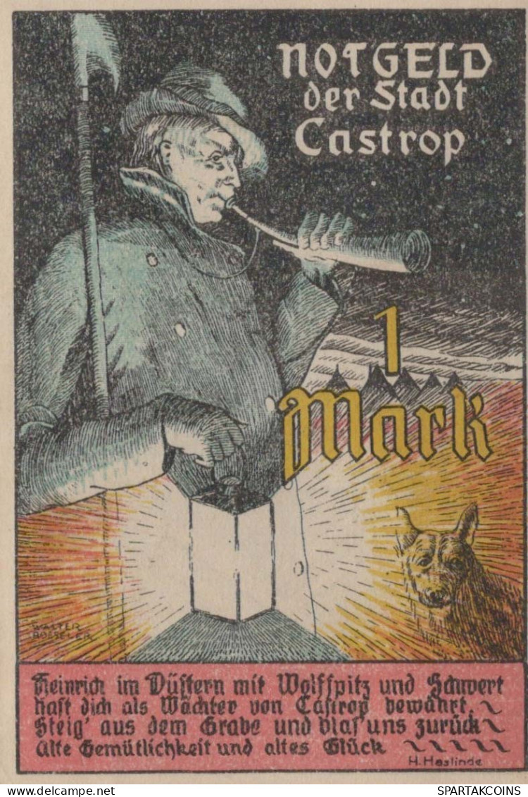 1 MARK 1921 Stadt CASTROP Westphalia UNC DEUTSCHLAND Notgeld Banknote #PA382 - Lokale Ausgaben