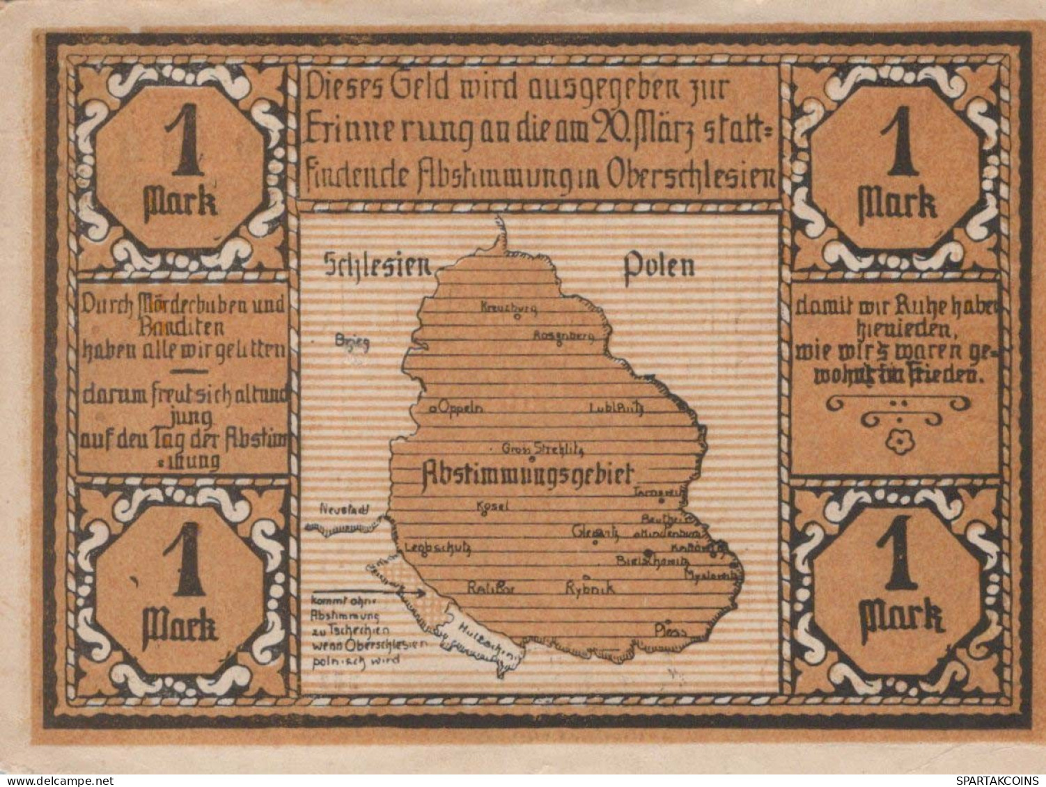 1 MARK 1921 Stadt BIELSCHOWITZ Oberen Silesia UNC DEUTSCHLAND Notgeld #PA129 - Lokale Ausgaben