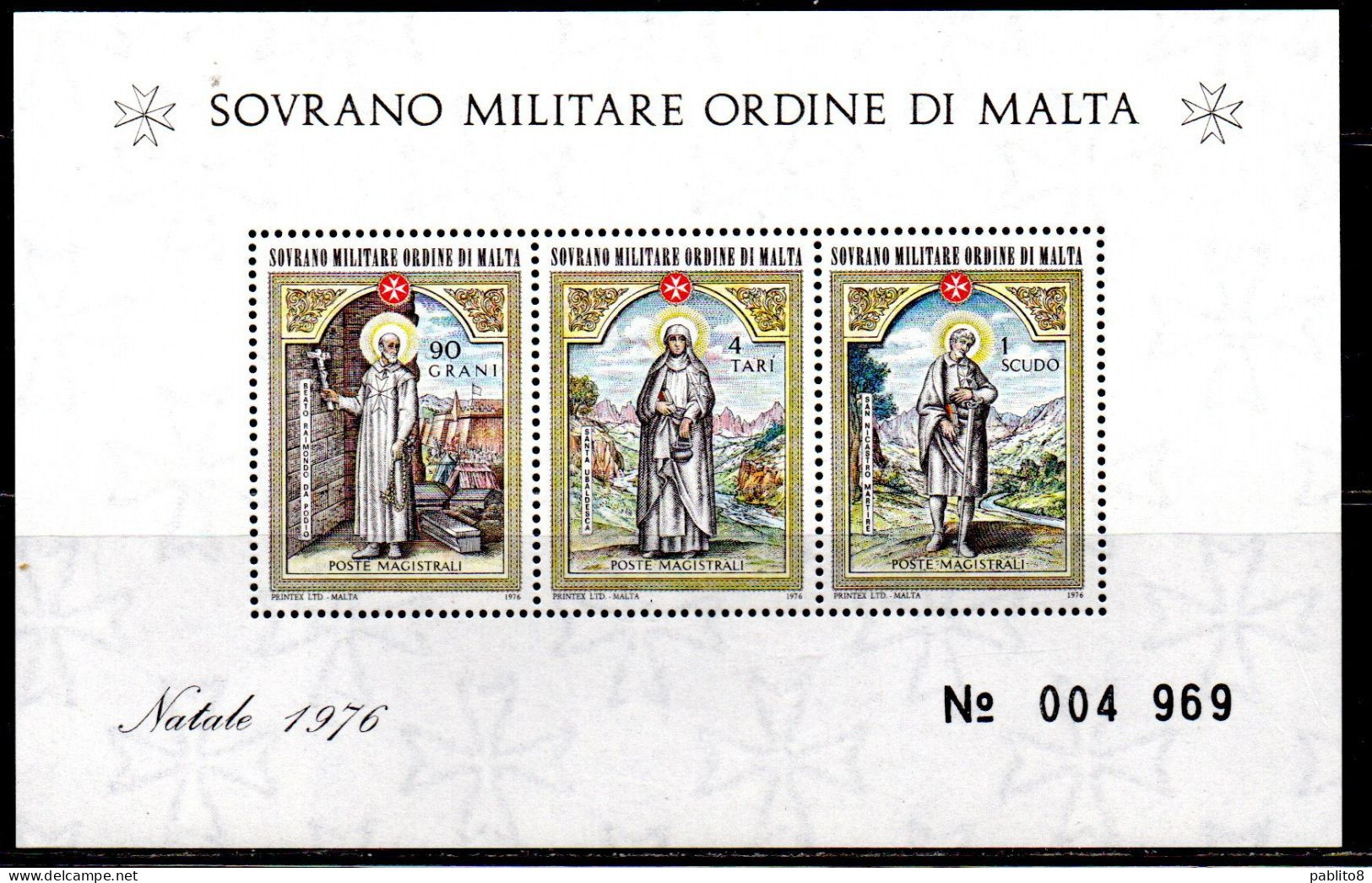 SMOM SOVRANO ORDINE MILITARE DI MALTA 1976 NATALE CHRISTMAS NOEL WEIHNACHTEN NAVIDAD BLOCCO FOGLIETTO BLOCK SHEET MNH - Sovrano Militare Ordine Di Malta