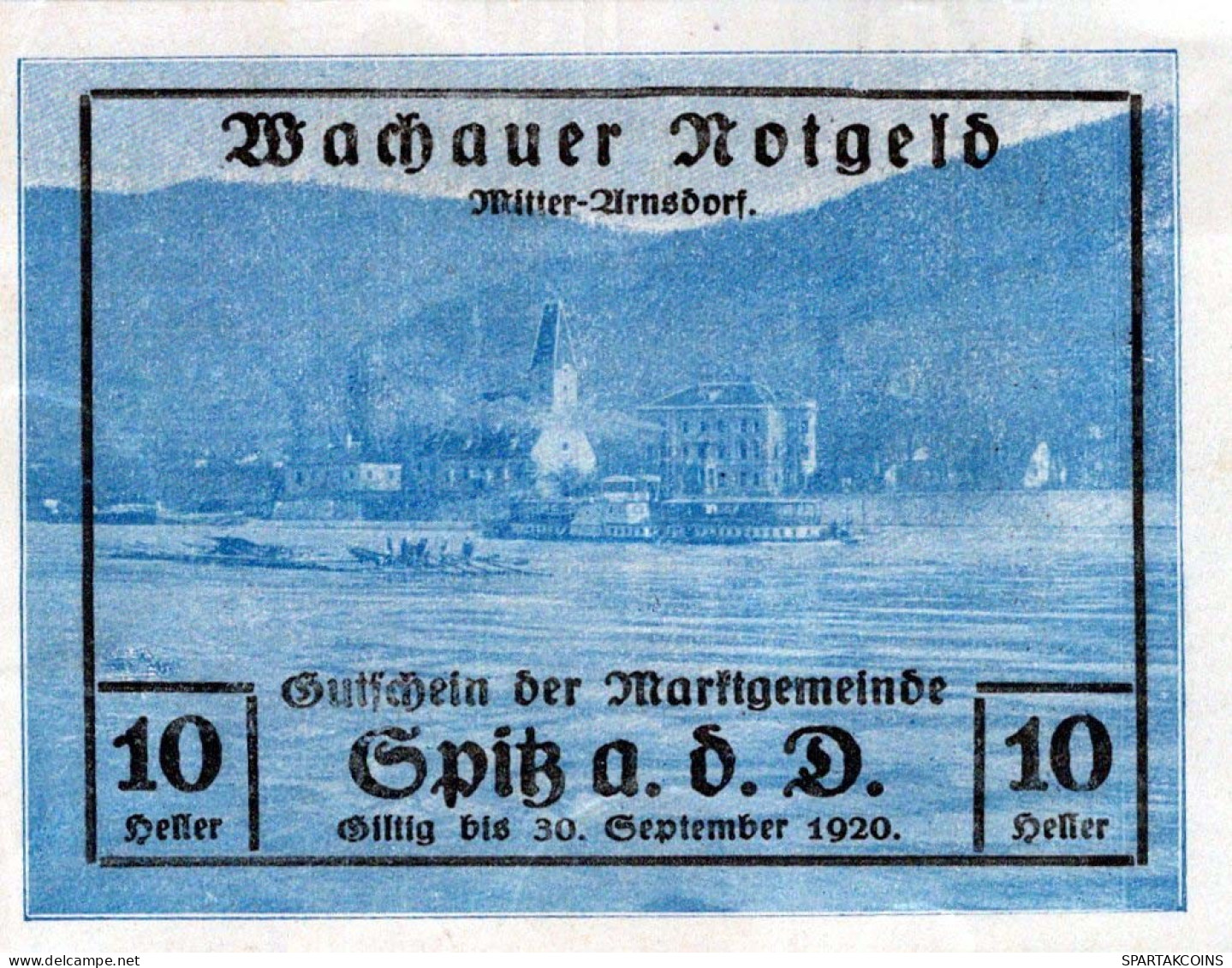 10 HELLER 1918-1921 Stadt WACHAU Niedrigeren Österreich Notgeld #PD933 - [11] Local Banknote Issues