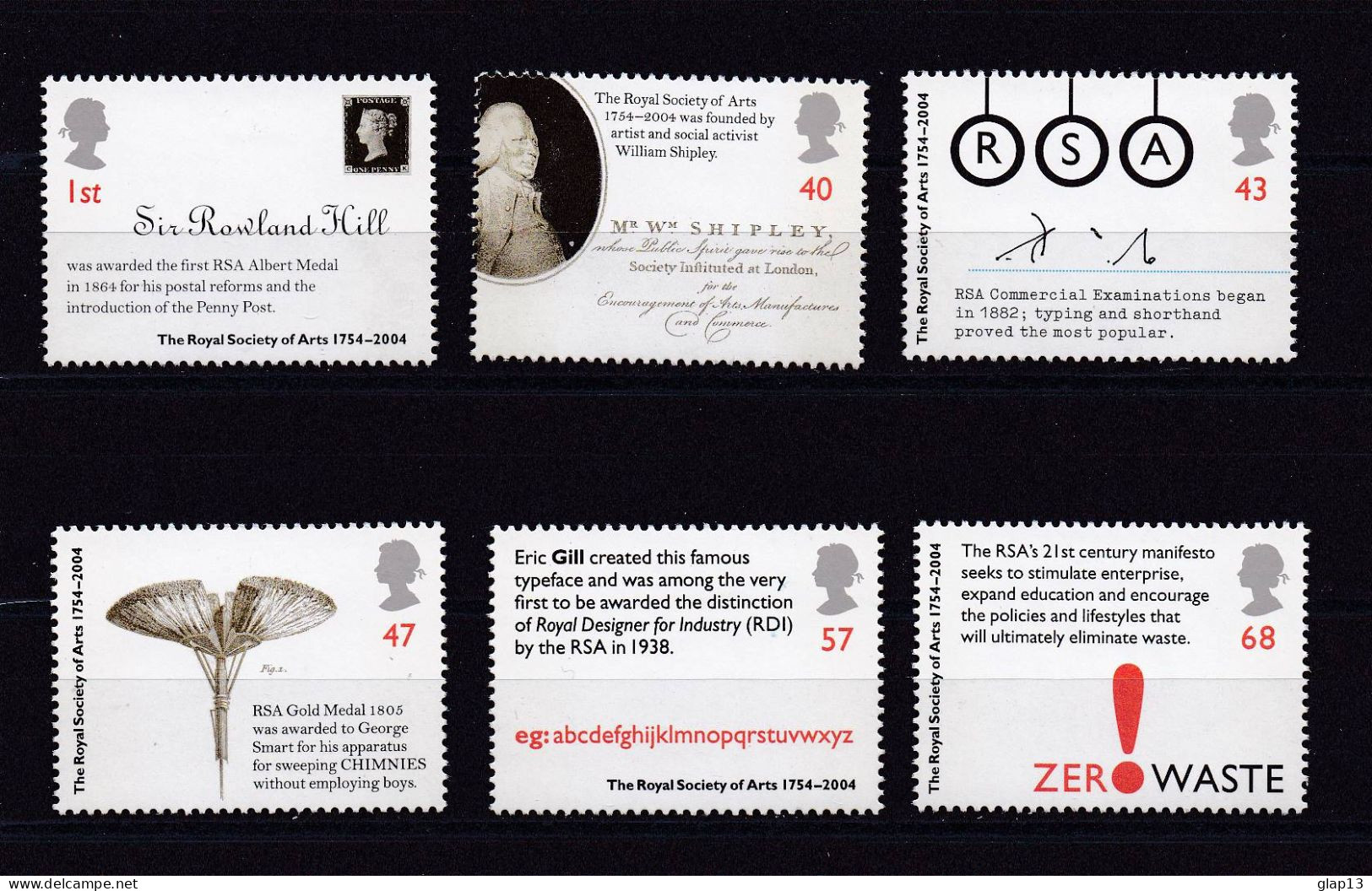GRANDE-BRETAGNE 2004 TIMBRE N°2572/77 NEUF AVEC CHARNIERE SOCIETE ROYALE DES ARTS - Unused Stamps