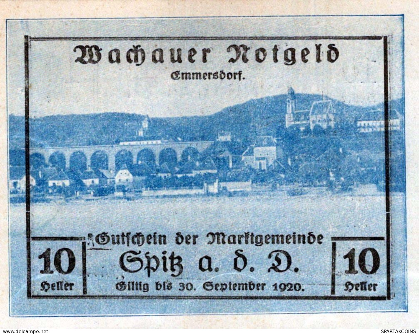 10 HELLER 1918-1921 Stadt WACHAU Niedrigeren Österreich Notgeld #PD924 - [11] Local Banknote Issues