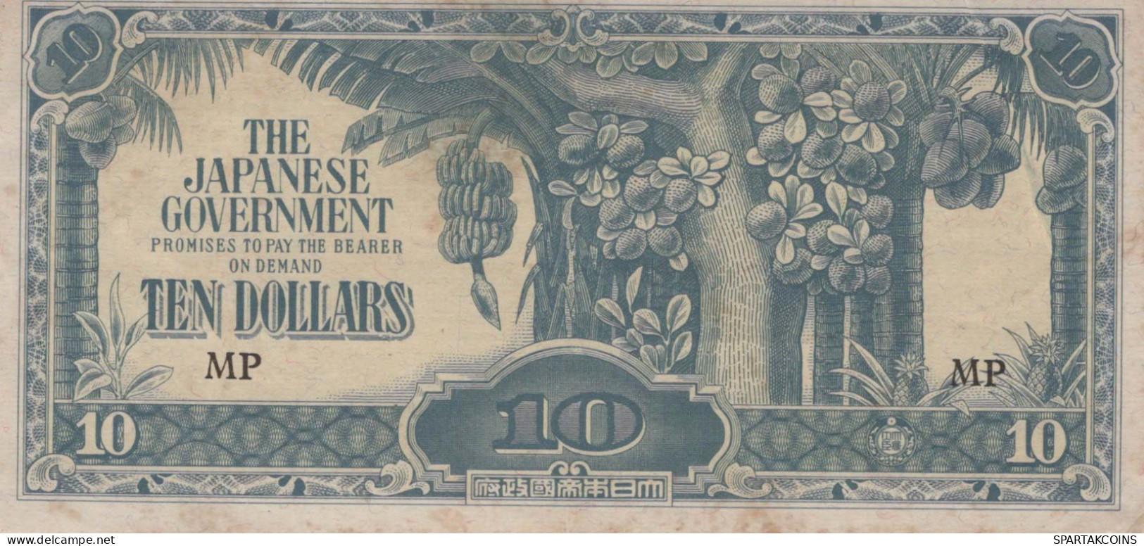 10 DOLLARS 1942-1944 Japanese Government MALAYSIA Papiergeld Banknote #PK234 - [11] Local Banknote Issues