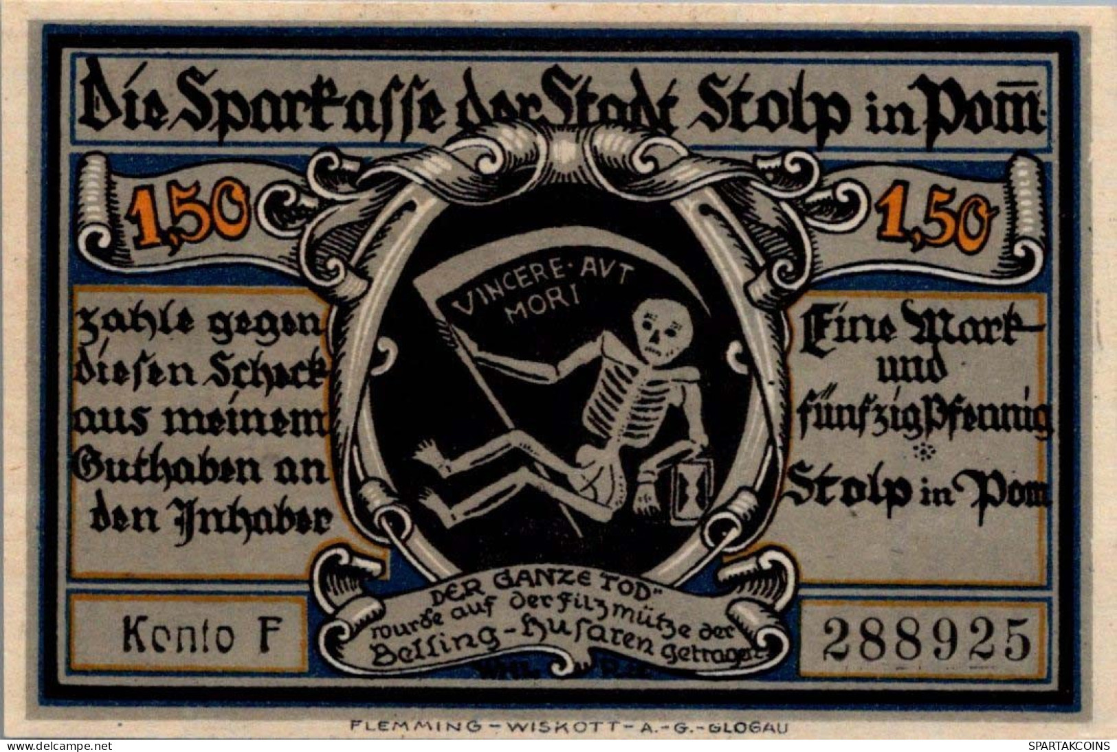 1.5 MARK 1922 Stadt STOLP Pomerania UNC DEUTSCHLAND Notgeld Banknote #PD366 - [11] Local Banknote Issues