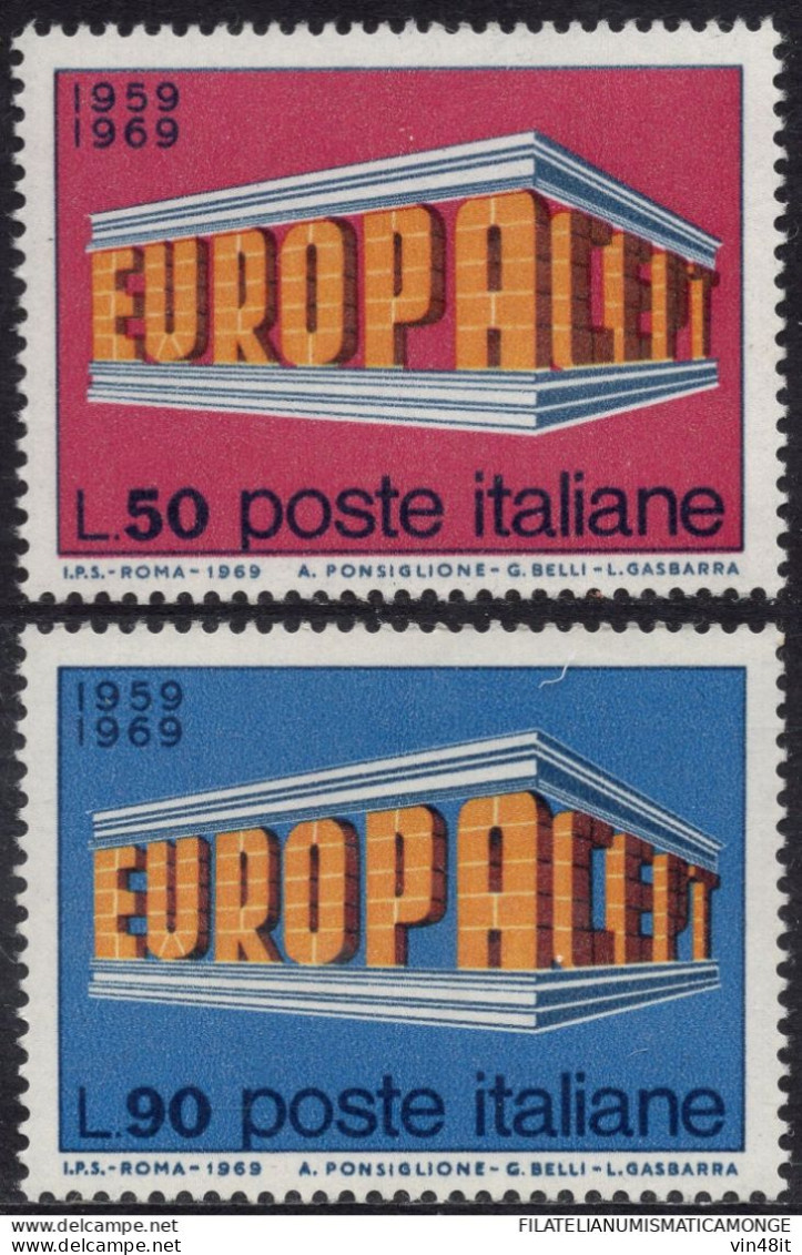 1969 - ITALIA REUBBLICA - EUROPA -  SERIE COMPLETA  DI 2 VALORI  -   NUOVO - 1961-70: Nieuw/plakker