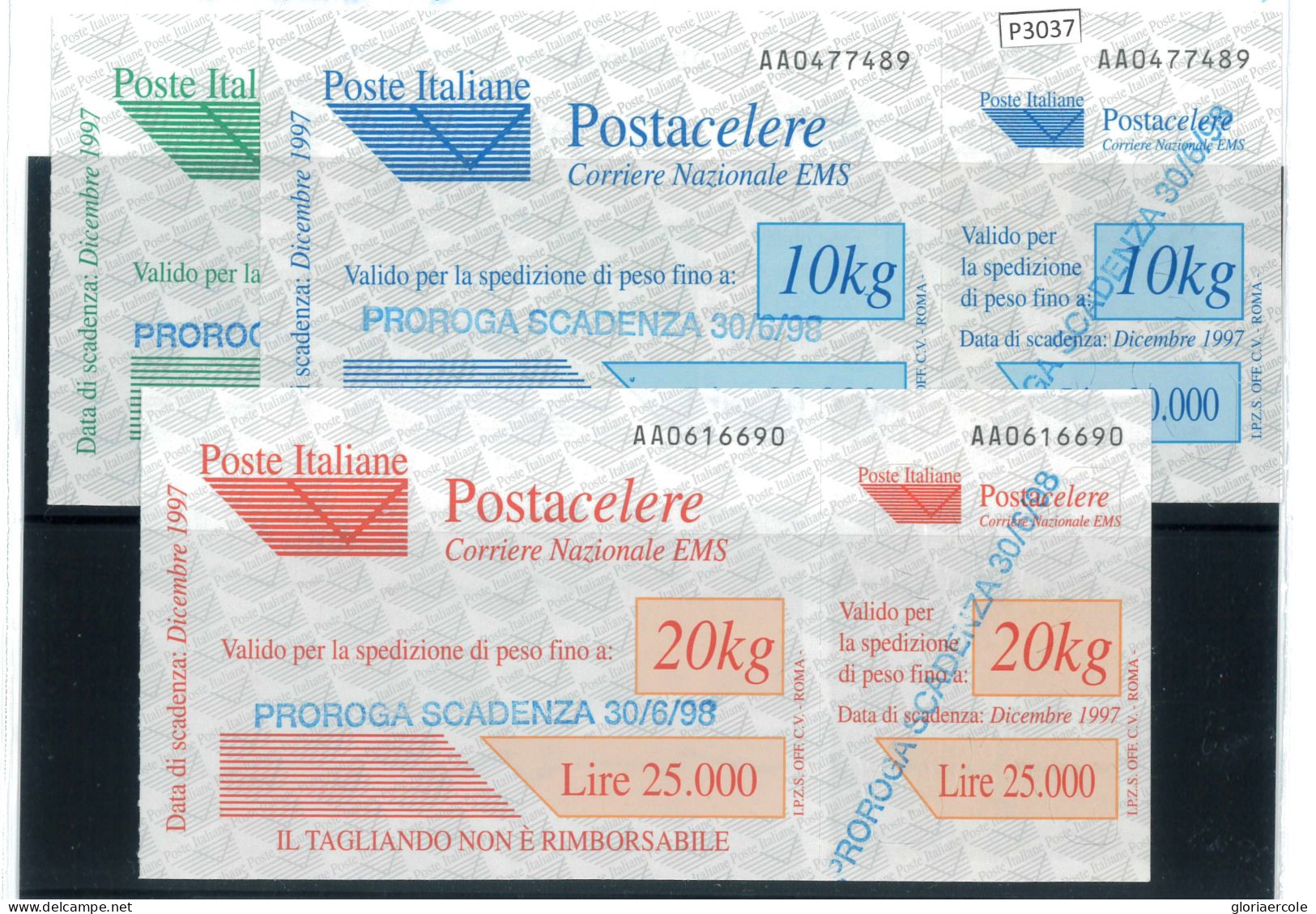 P3037- ITALIA REPUBBLICA POSTA CELERE 1/3 NUOVI PERFETTI - 1991-00:  Nuovi