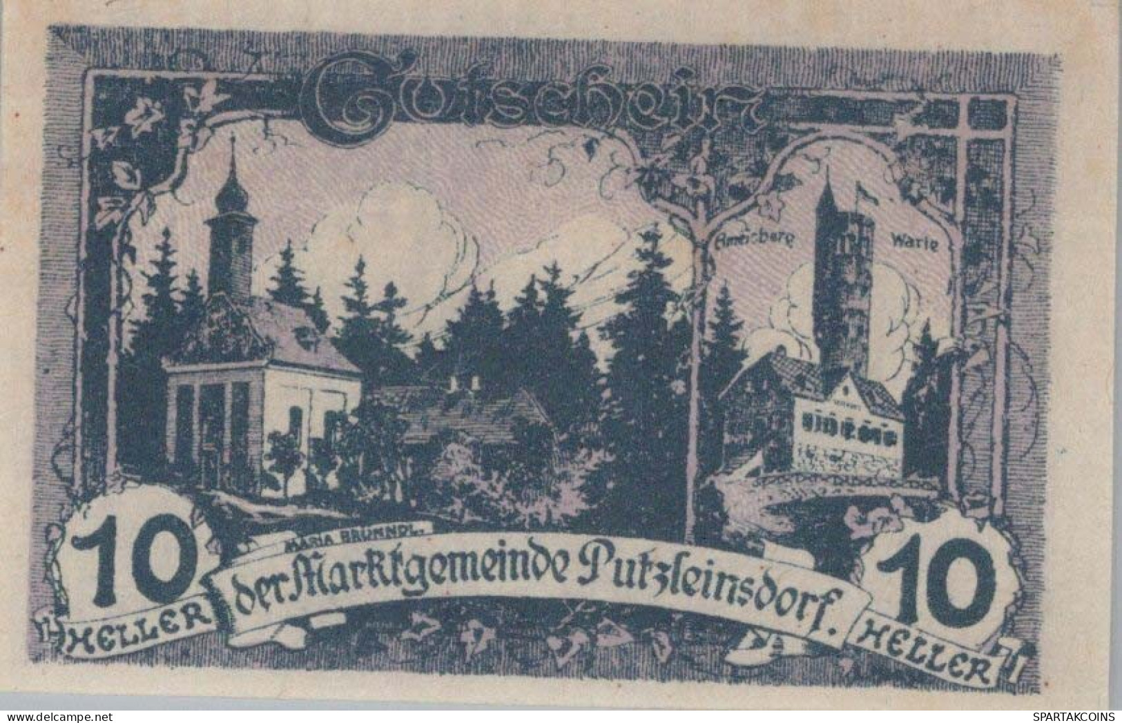 10 HELLER 1920 Stadt PUTZLEINSDORF Oberösterreich Österreich Notgeld Papiergeld Banknote #PG694 - [11] Local Banknote Issues