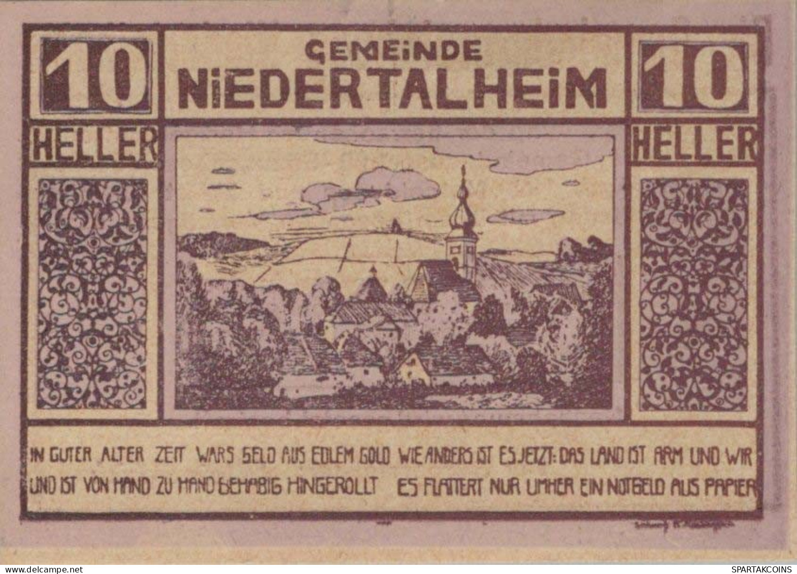 10 HELLER 1920 Stadt NIEDERTALHEIM Oberösterreich Österreich Notgeld #PE443 - Lokale Ausgaben