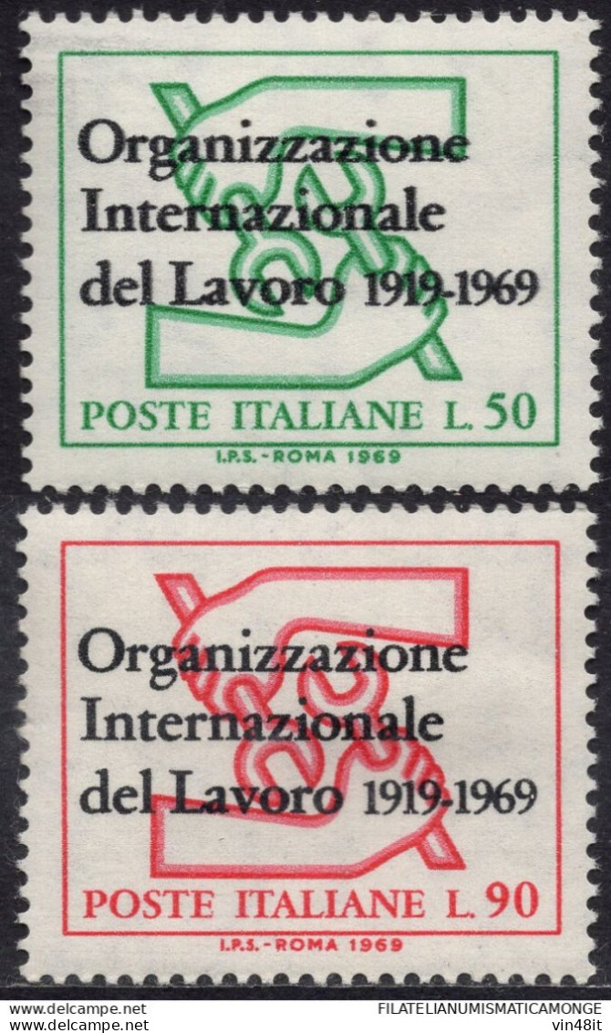 1969 - ITALIA REUBBLICA - ORGANIZZAZIONE INTERNAZIONALE DEL LAVORO  - SERIE COMPLETA 2 VALORI  - NUOVO - 1961-70: Nieuw/plakker