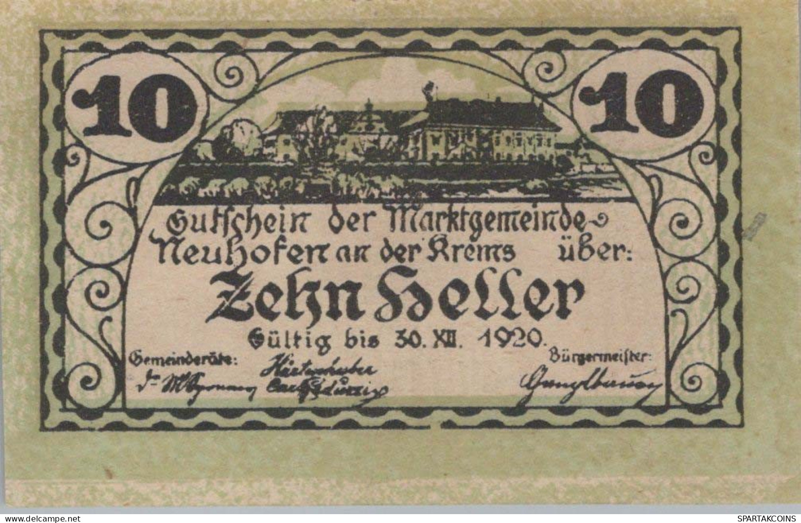 10 HELLER 1920 Stadt NEUHOFEN AN DER KREMS Oberösterreich Österreich Notgeld Papiergeld Banknote #PG630 - [11] Local Banknote Issues