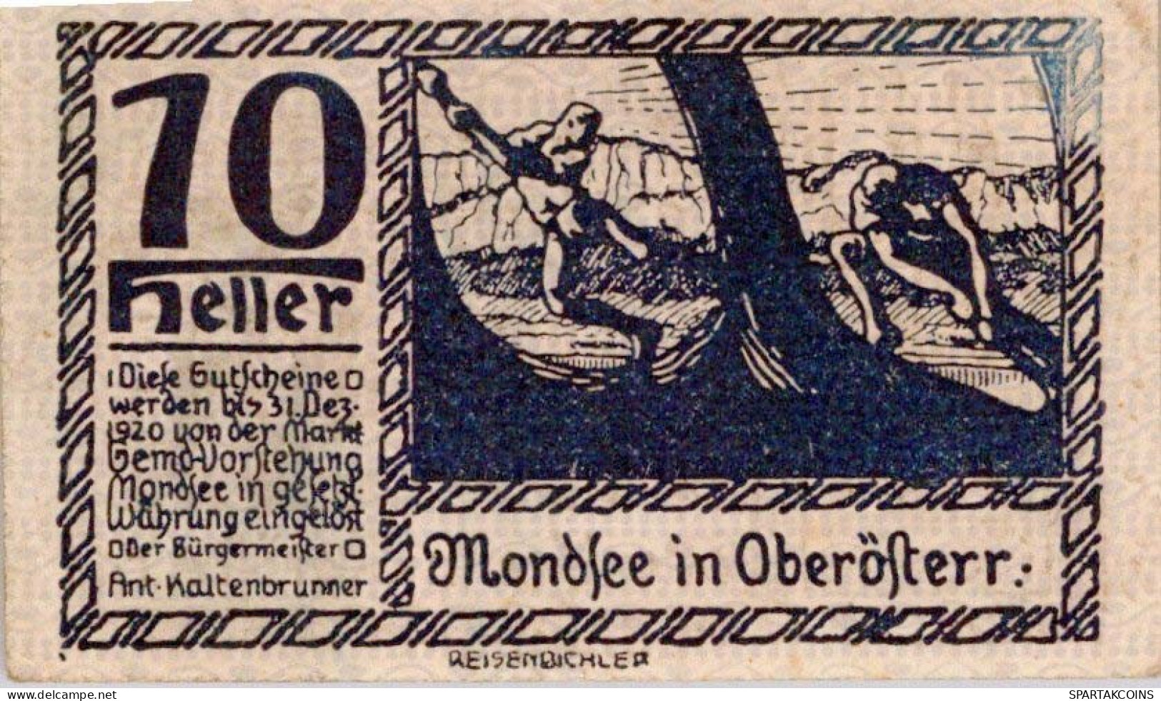 10 HELLER 1920 Stadt MONDSEE Oberösterreich Österreich Notgeld Banknote #PG042 - [11] Emissioni Locali