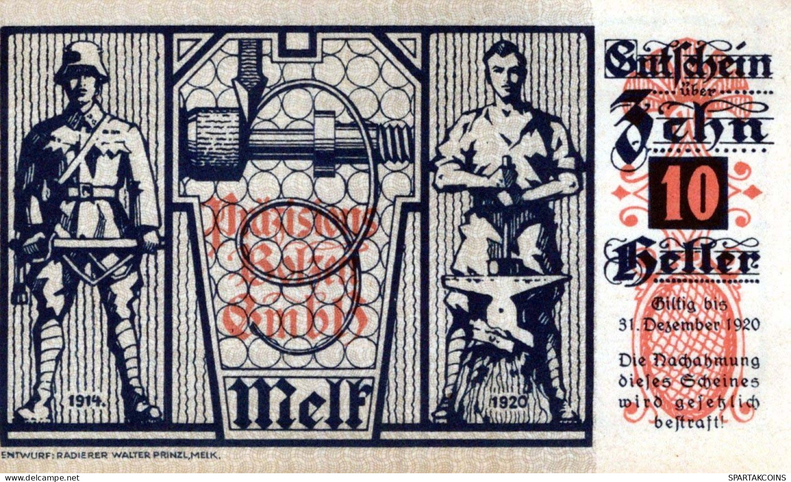 10 HELLER 1920 Stadt MELK Niedrigeren Österreich Notgeld Banknote #PD842 - [11] Emissioni Locali