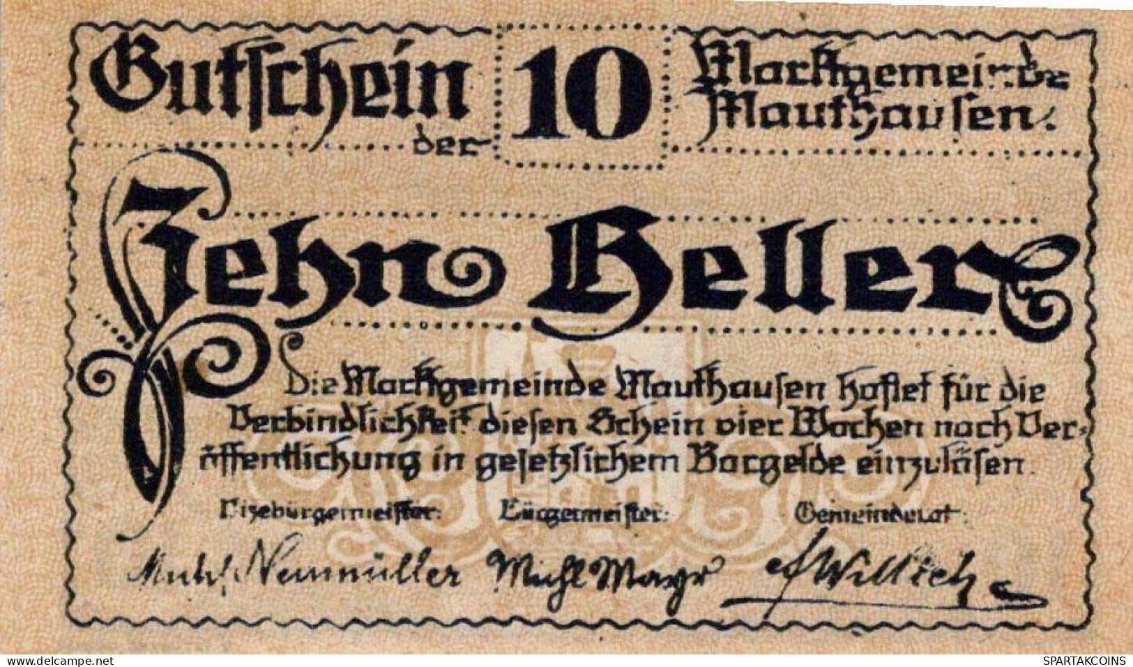 10 HELLER 1920 Stadt MAUTHAUSEN Oberösterreich Österreich Notgeld Papiergeld Banknote #PG649 - [11] Emissioni Locali