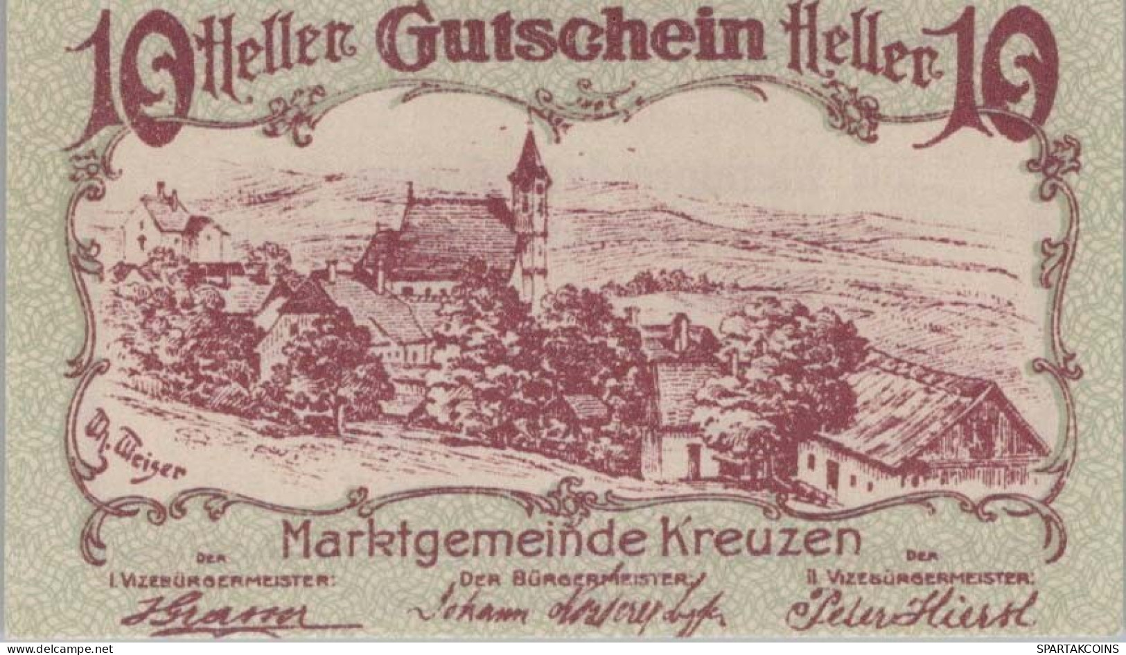 10 HELLER 1920 Stadt KREUZEN Oberösterreich Österreich Notgeld Papiergeld Banknote #PG778 - [11] Emisiones Locales