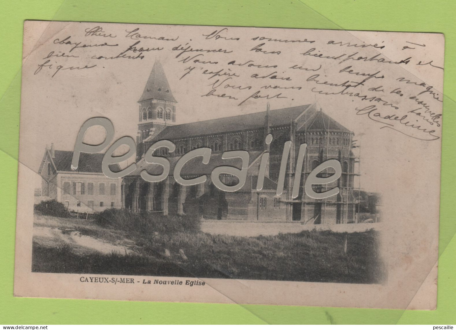 80 SOMME - CP CAYEUX S/ MER - LA NOUVELLE EGLISE - PAS DE NOM D'EDITEUR - CIRCULEE EN 1903 - Cayeux Sur Mer