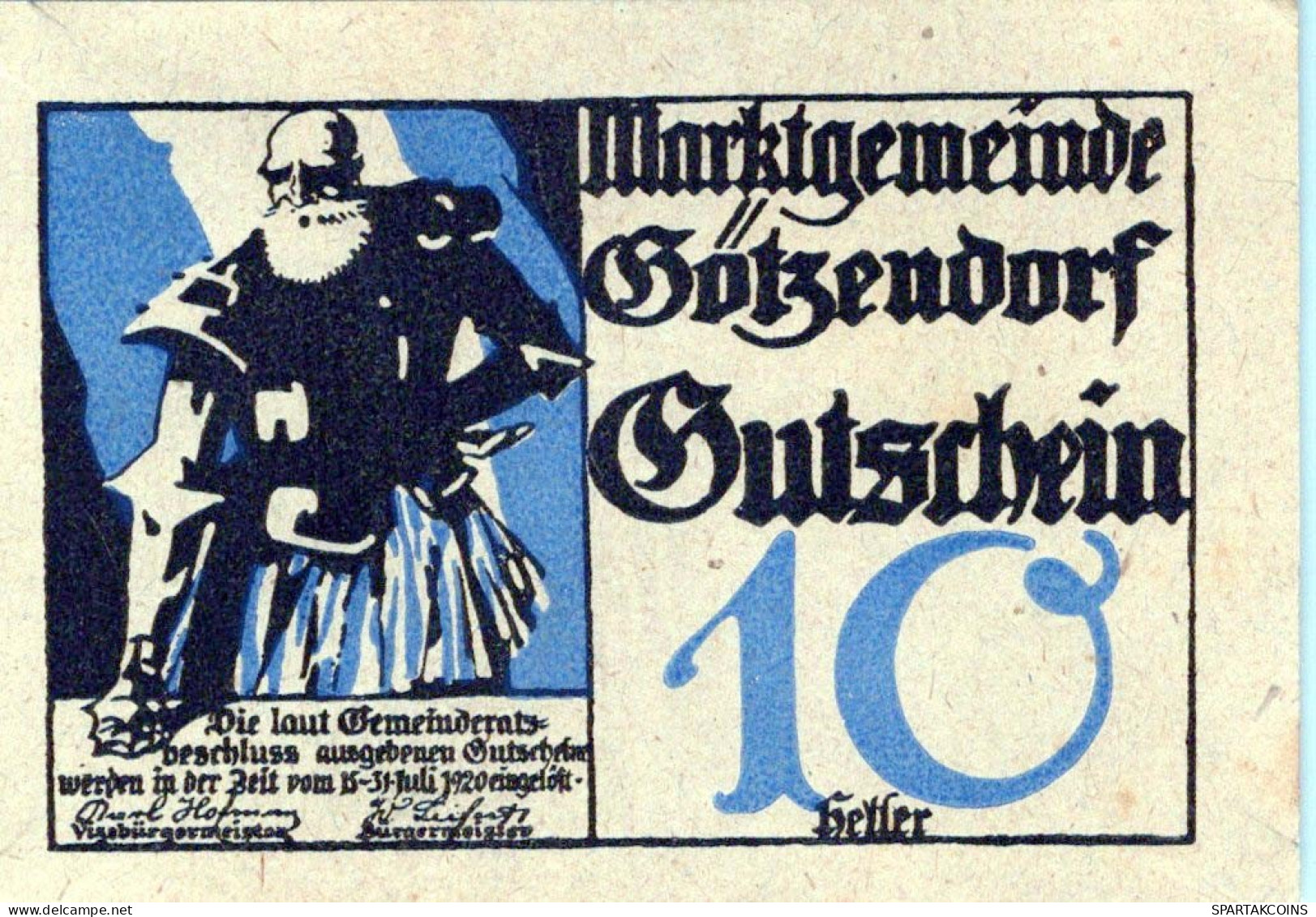 10 HELLER 1920 Stadt GoTZENDORF AN DER LEITHA Niedrigeren Österreich #PF023 - [11] Emissions Locales