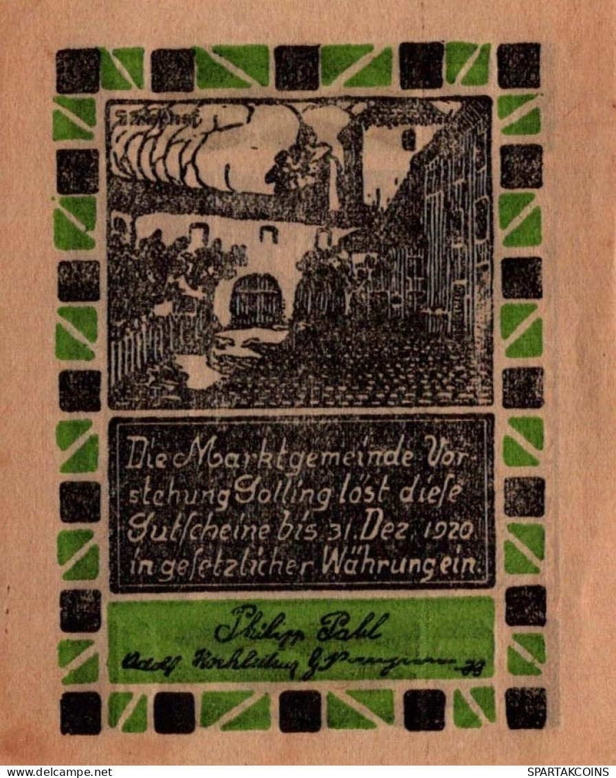 10 HELLER 1920 Stadt GOLLING AN DER SALZACH Salzburg Österreich Notgeld #PF037 - [11] Local Banknote Issues