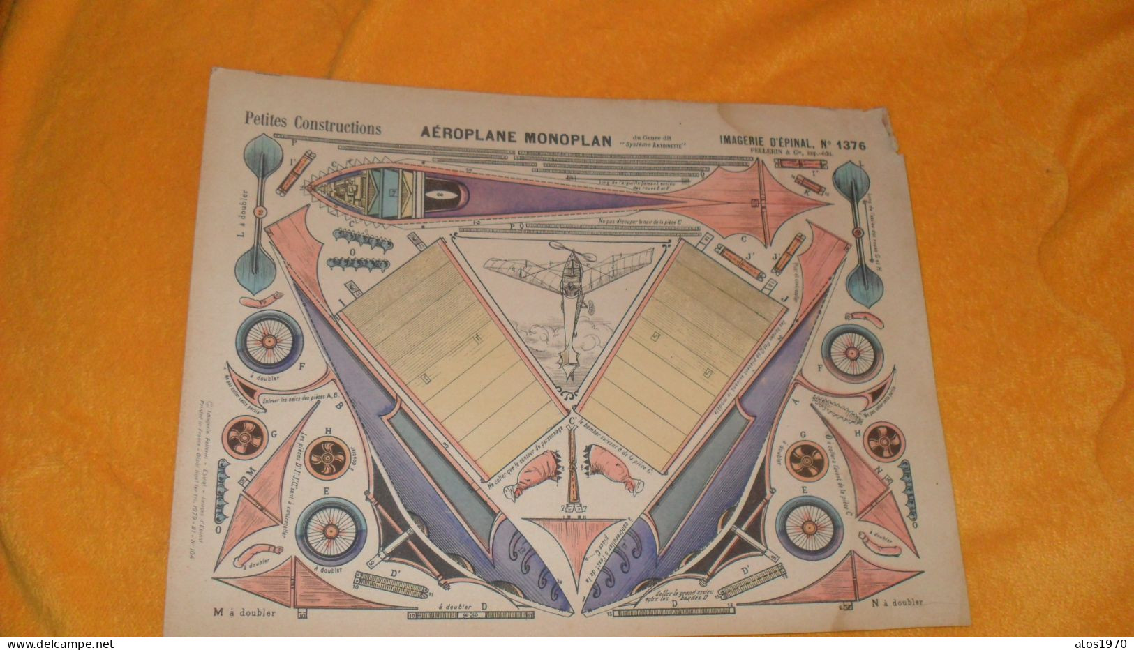 PETITES CONSTRUCTIONS AEROPLANE MONOPLAN DU GENRE DIT SYSTEME ANTOINETTE IMAGERIE D'EPINAL N°1376 - Máquinas