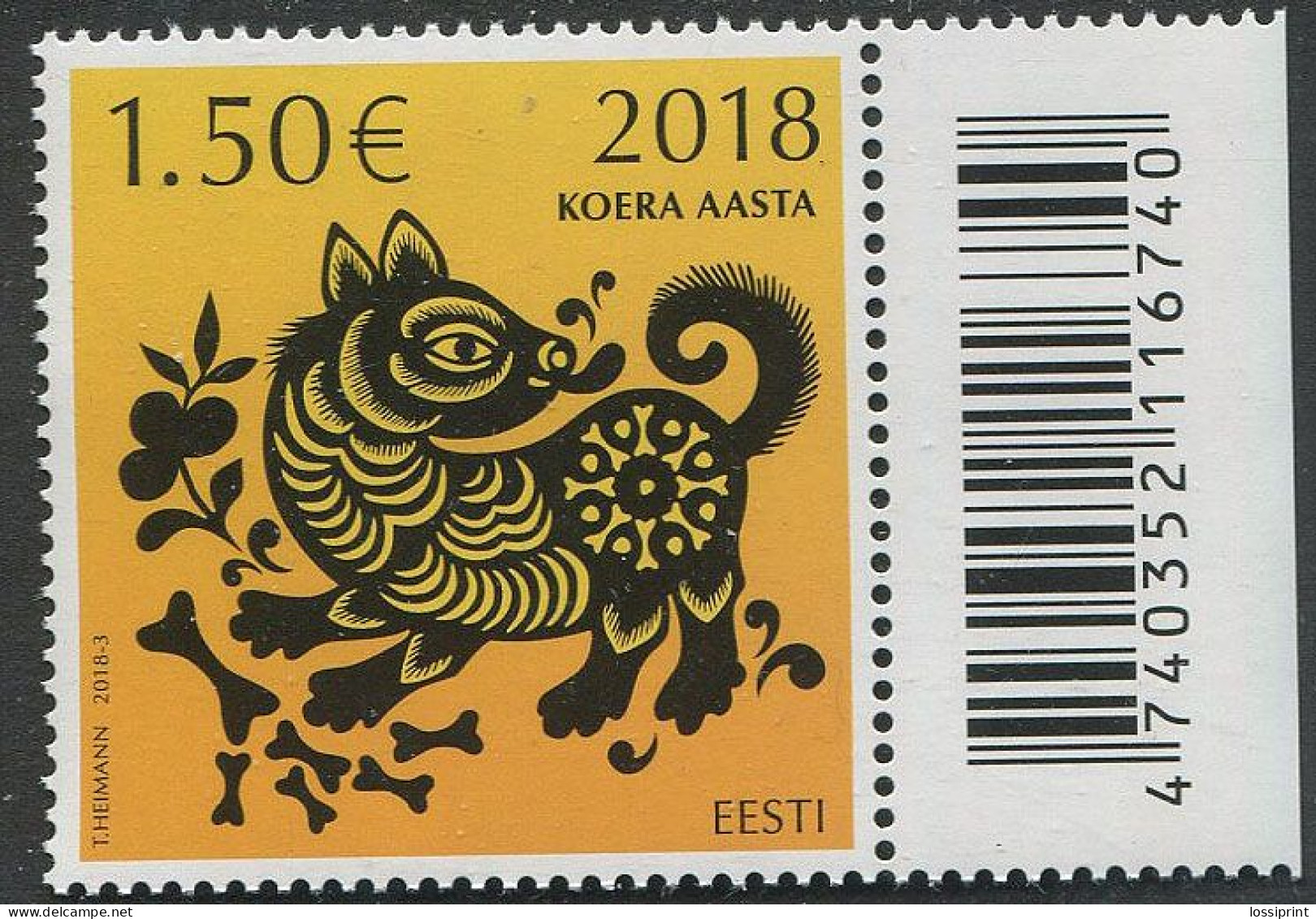 Estonia:Unused Stamp Chinese Year Of The Dog, 2018, MNH - Estonie