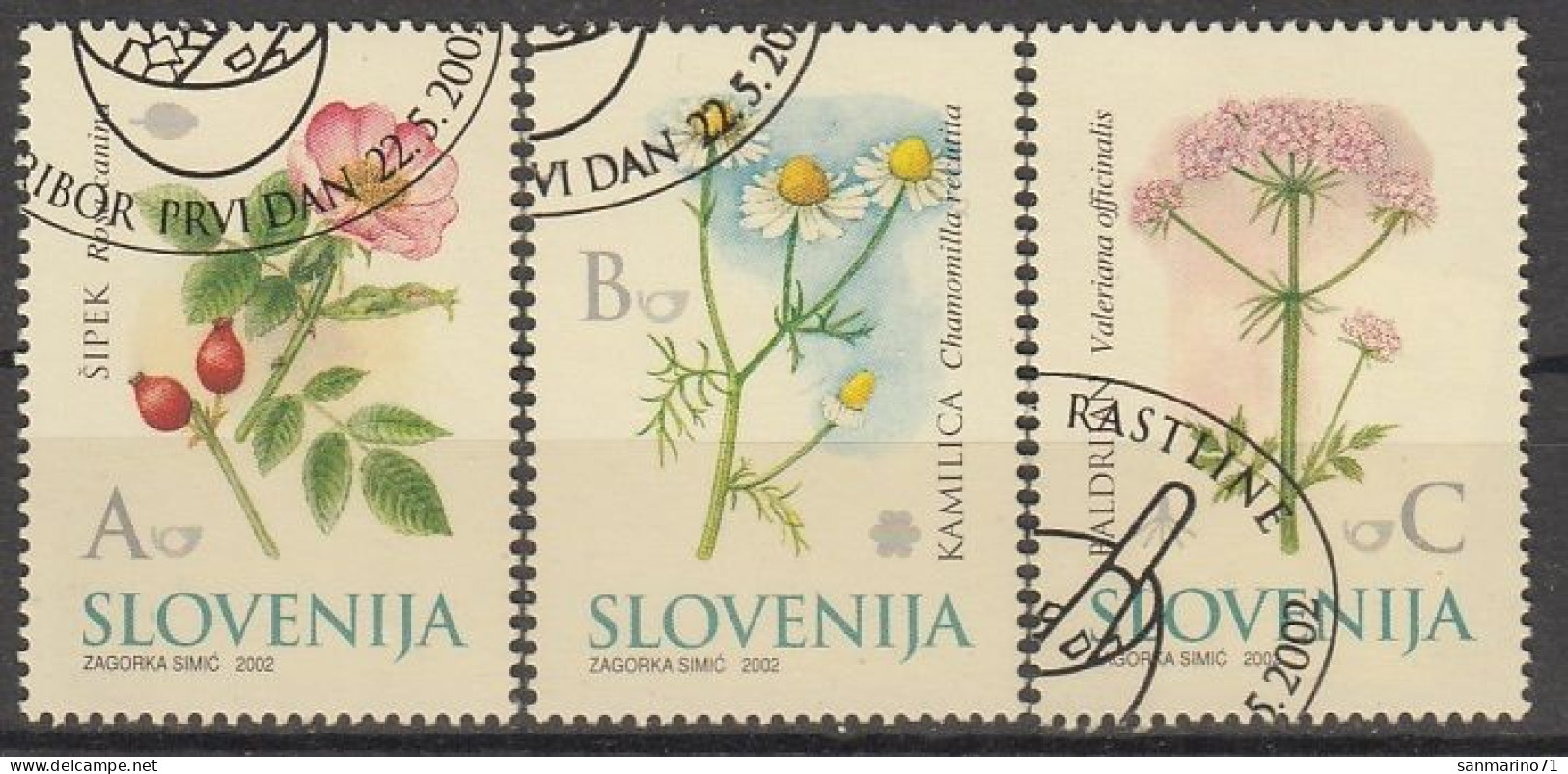 SLOVENIA 396-398,used,hinged,flowers - Slovenia