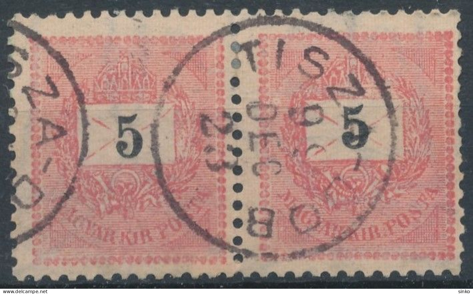 1899. Black Number Krajcar 5kr Stamp Pair, TISZA-DOB - ...-1867 Prefilatelia