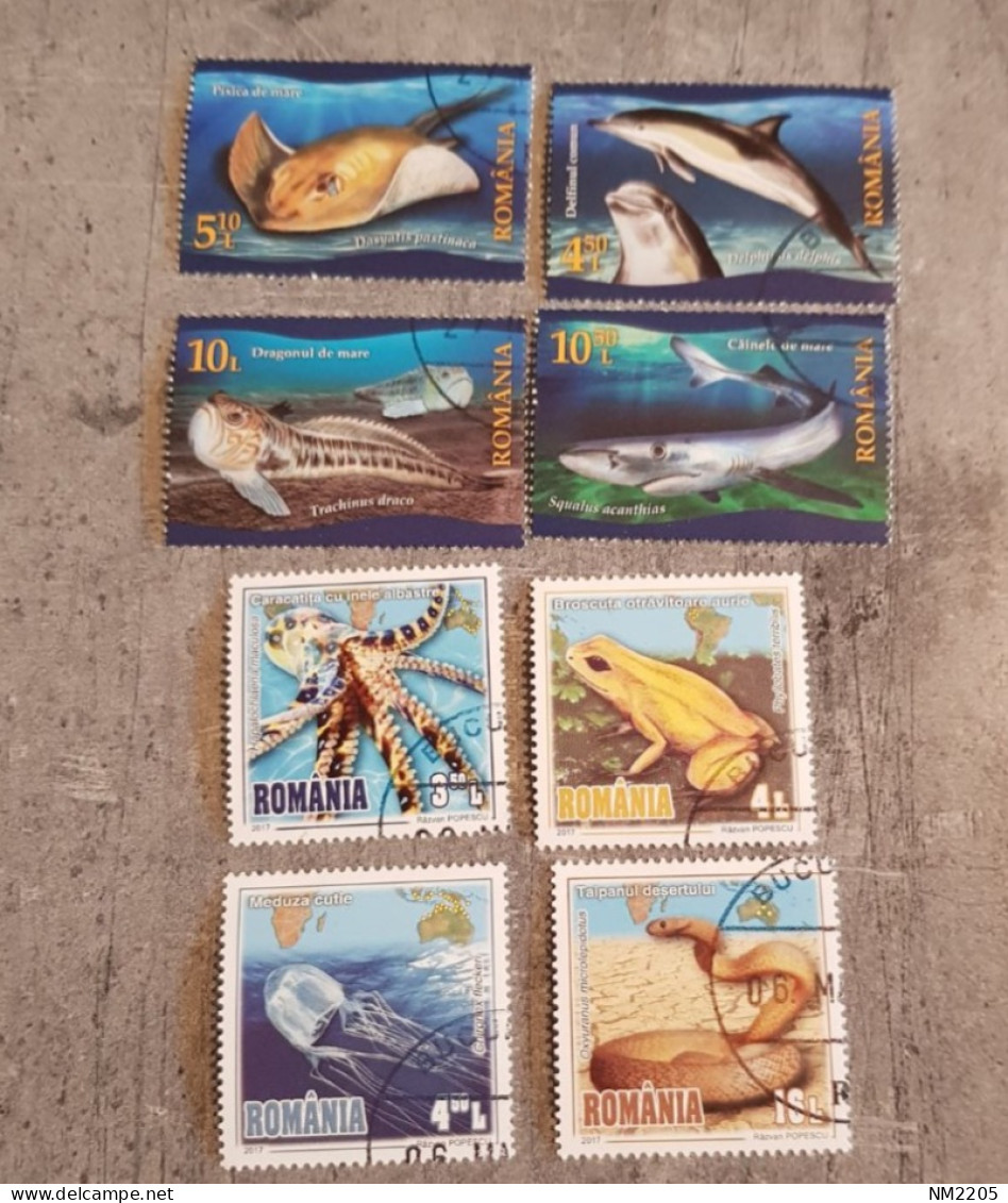 MARINE LUFE ROMANIA CHIRONEX FLECKERI-HAPALOCHLAENA MACULOSA 2 SETS CTO-USED - Usados