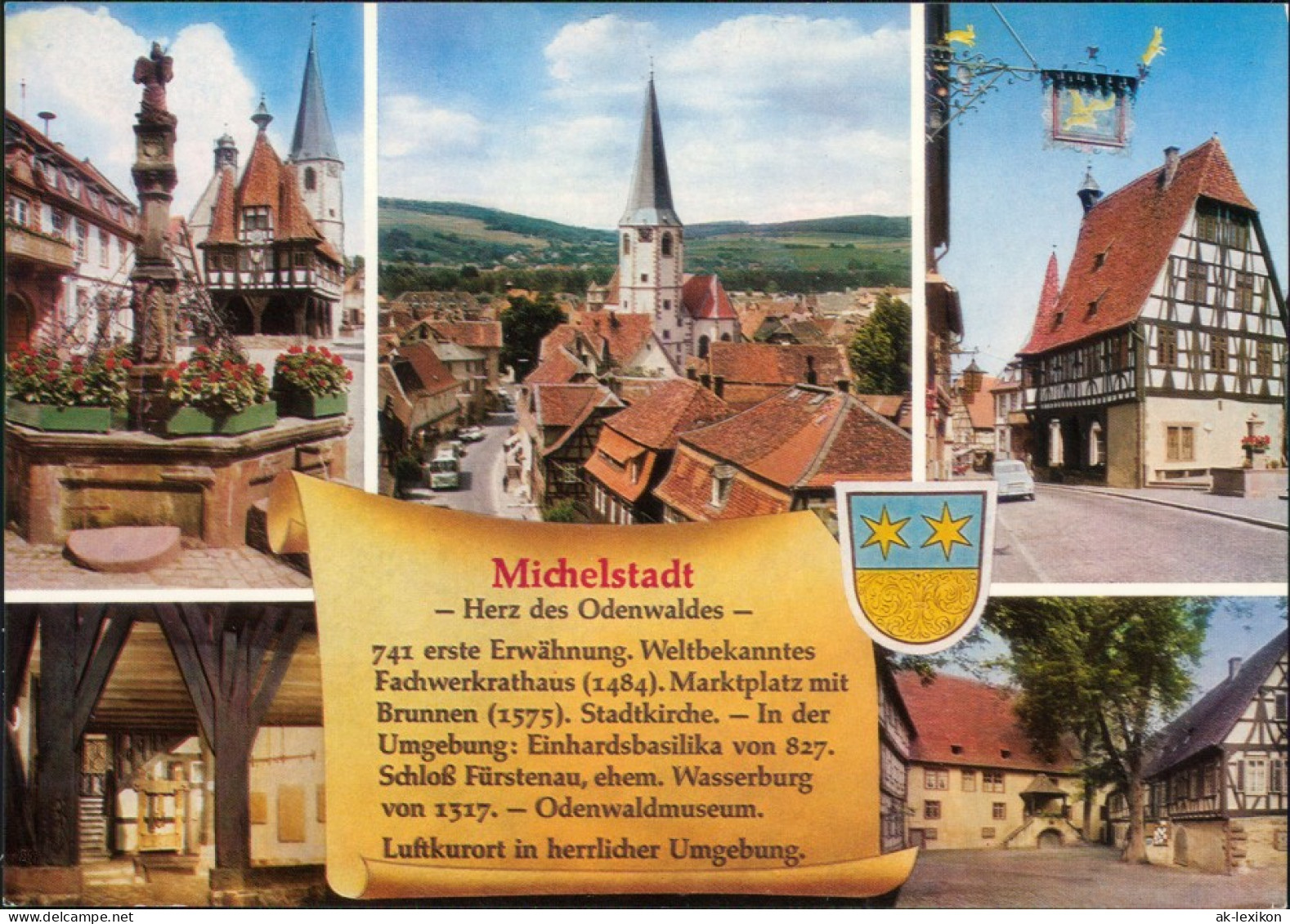 Michelstadt Markt Mit Brunnen, Stadtkirche, Fachwerkrathaus, Odenwaldmuseum 1993 - Michelstadt