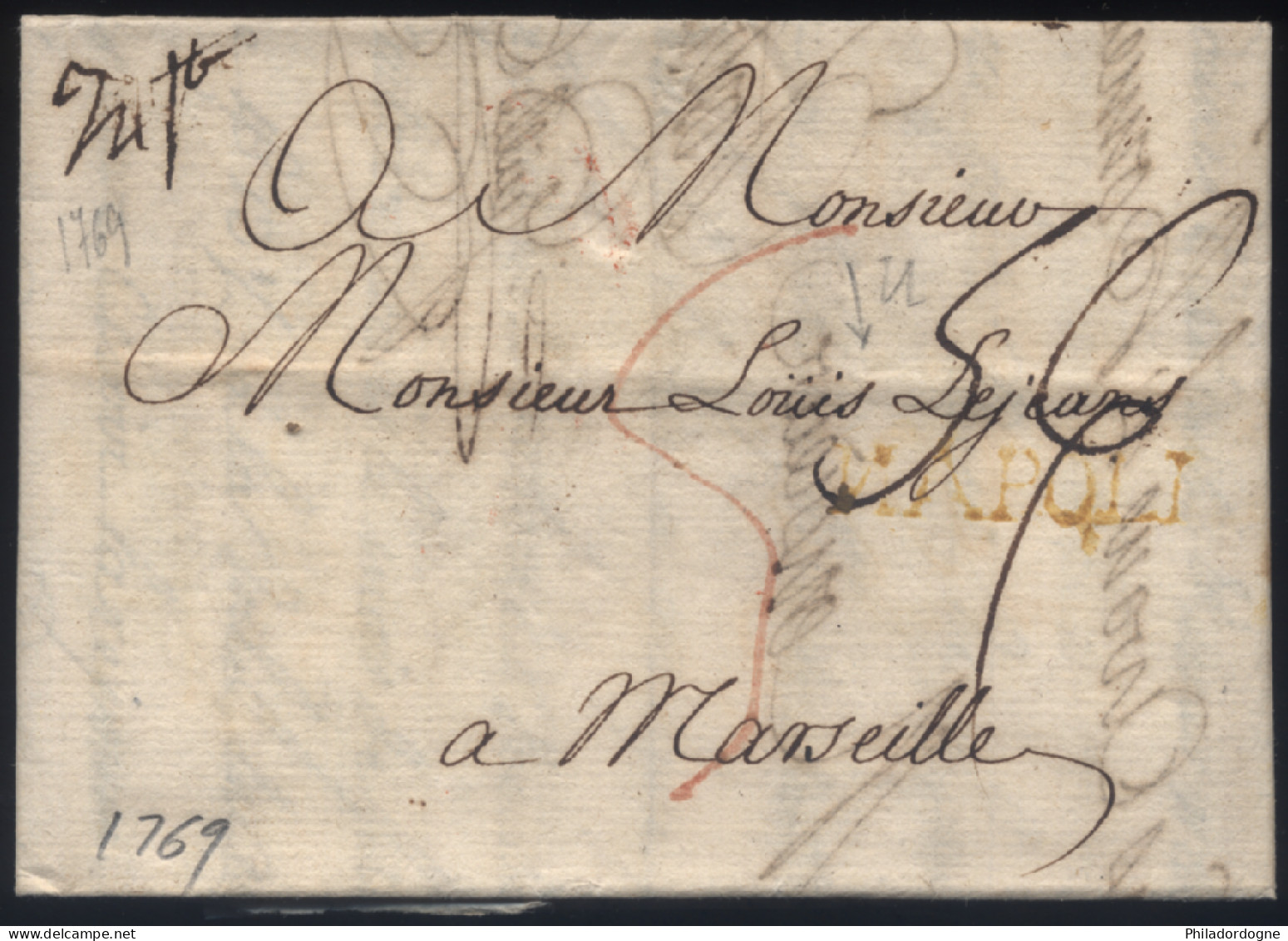 LaC Naples Pour Marseille France Napoli N Inversé - 1769 - 1. ...-1850 Prephilately