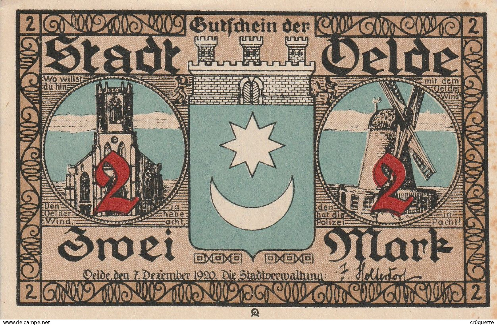 NOTGELD / ALLEMAGNE - 59302 OELDE - 2 MARK - Other - Europe