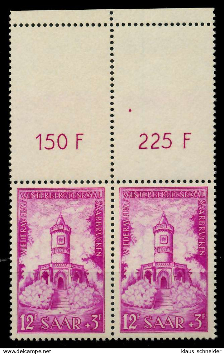SAARLAND 1956 Nr 374 Postfrisch WAAGR PAAR ORA X79DB9E - Unused Stamps