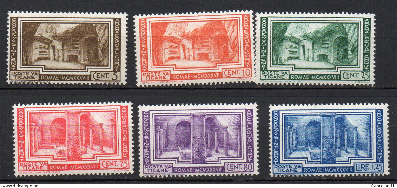 1938 Vaticano Archeologia Cristiana Serie Completa N. 55 - 60 Integri MNH** Sassone 225 Euro - Ongebruikt