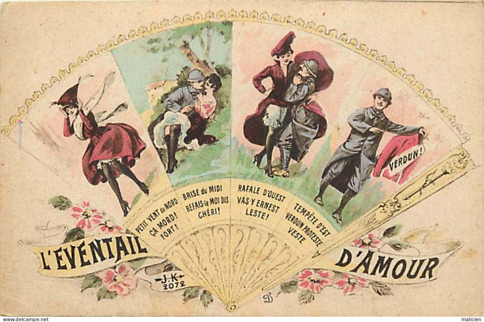 - Guerre 1914-18 -ref-N438- L Eventail D Amour -  Verdun - Multi Vues - Illustrateurs - Edit. Katz - - Guerra 1914-18