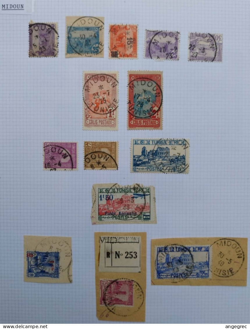 Tunisie Lot Timbre Oblitération Choisies Midoun Dont Colis Postaux Et Fragment  à Voir - Used Stamps