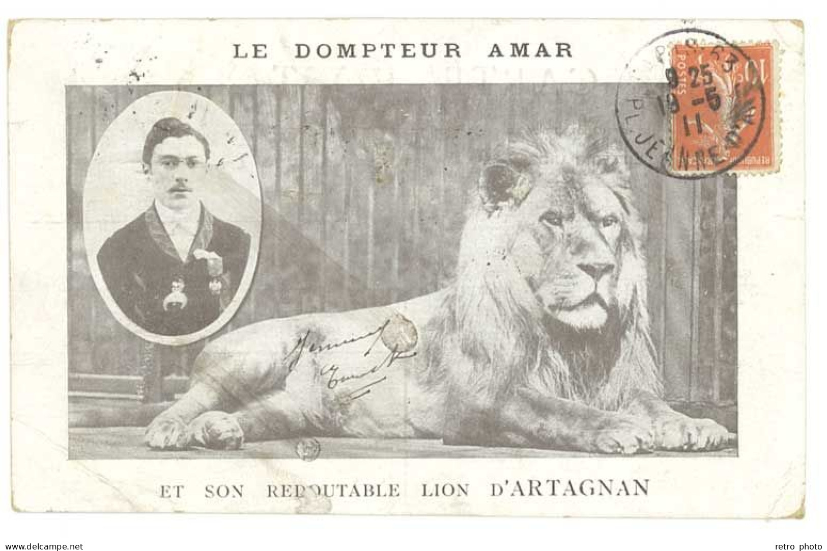 Cpa Artiste / Cirque - Le Dompteur Amar Et Son Redoutable Lion D'Artagan    (SPE) - Cirque