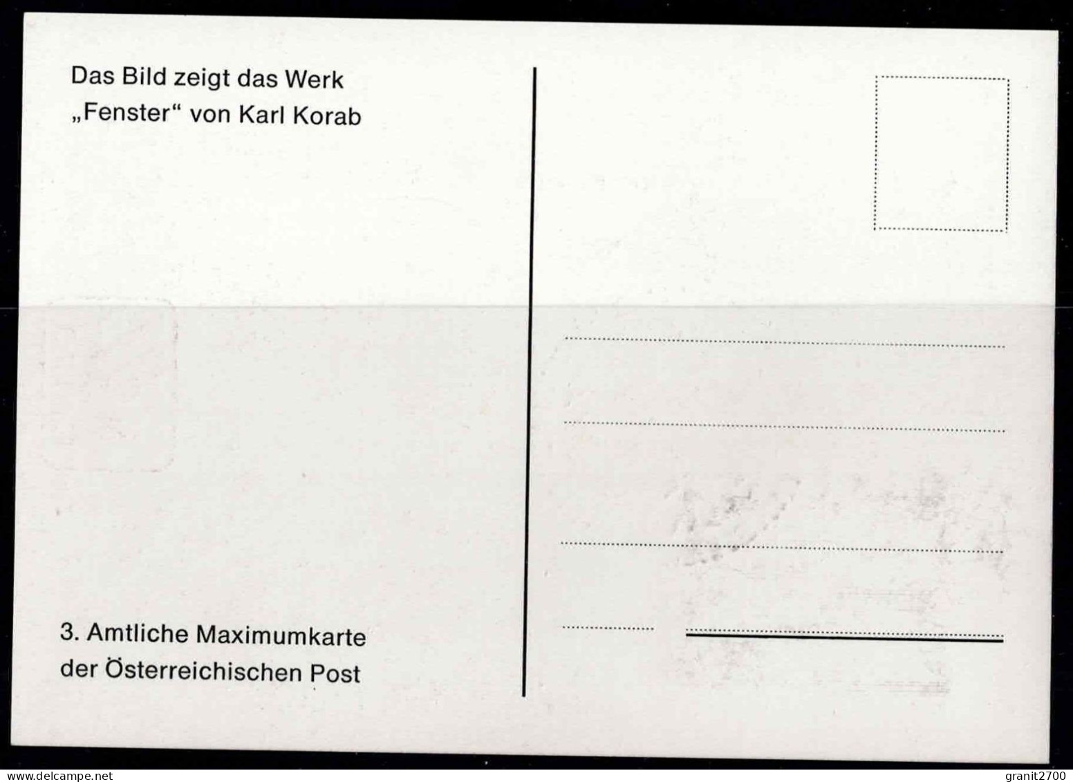 3. Amtliche Maximumkarte Der Österreichischen Post - Das Bild Zeigt Das Werk " Fenster " Von Karl Korab - Sonstige & Ohne Zuordnung