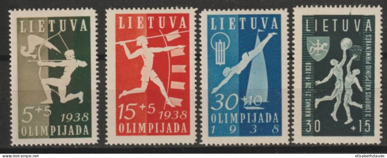 1938 - LITUANIE - SERIE COMPLETE OLYMPIADE N° 362/365 * MLH - COTE = 60 EUR. - Lithuania