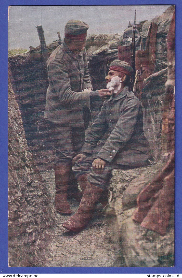 Deutsches Reich 1915 Feldpostkarte "Barbier Im Schützengraben" - Feldpost (Portofreiheit)