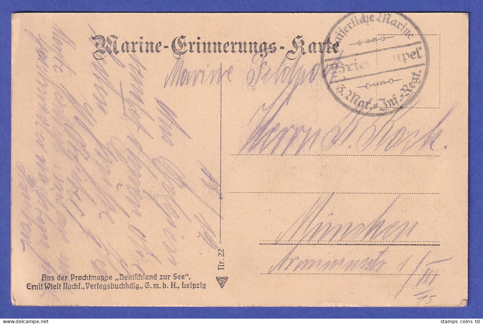 Deutsches Reich Wohl 1915 Marine-Feldpostkarte Kleiner Kreuzer Emden - Feldpost (Portofreiheit)