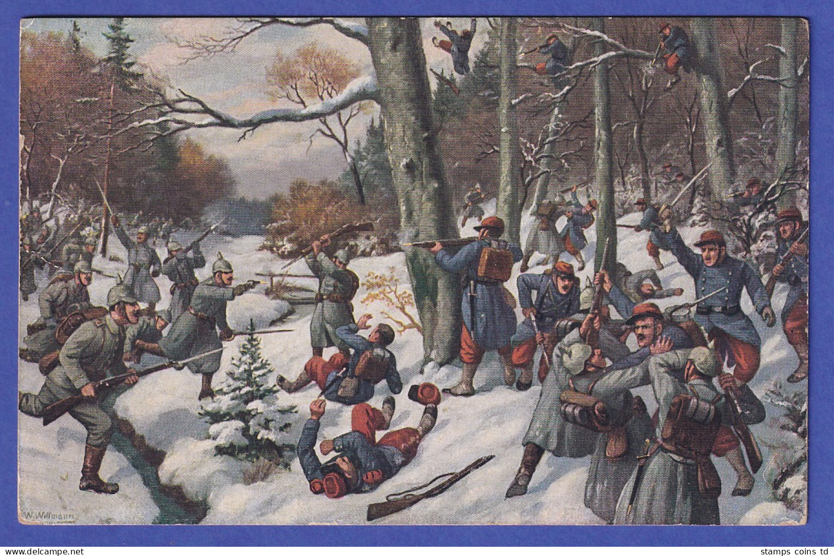 Deutsches Reich 1916 Feldpostkarte "Kämpfe Im Argonnenwald" - Feldpost (postage Free)