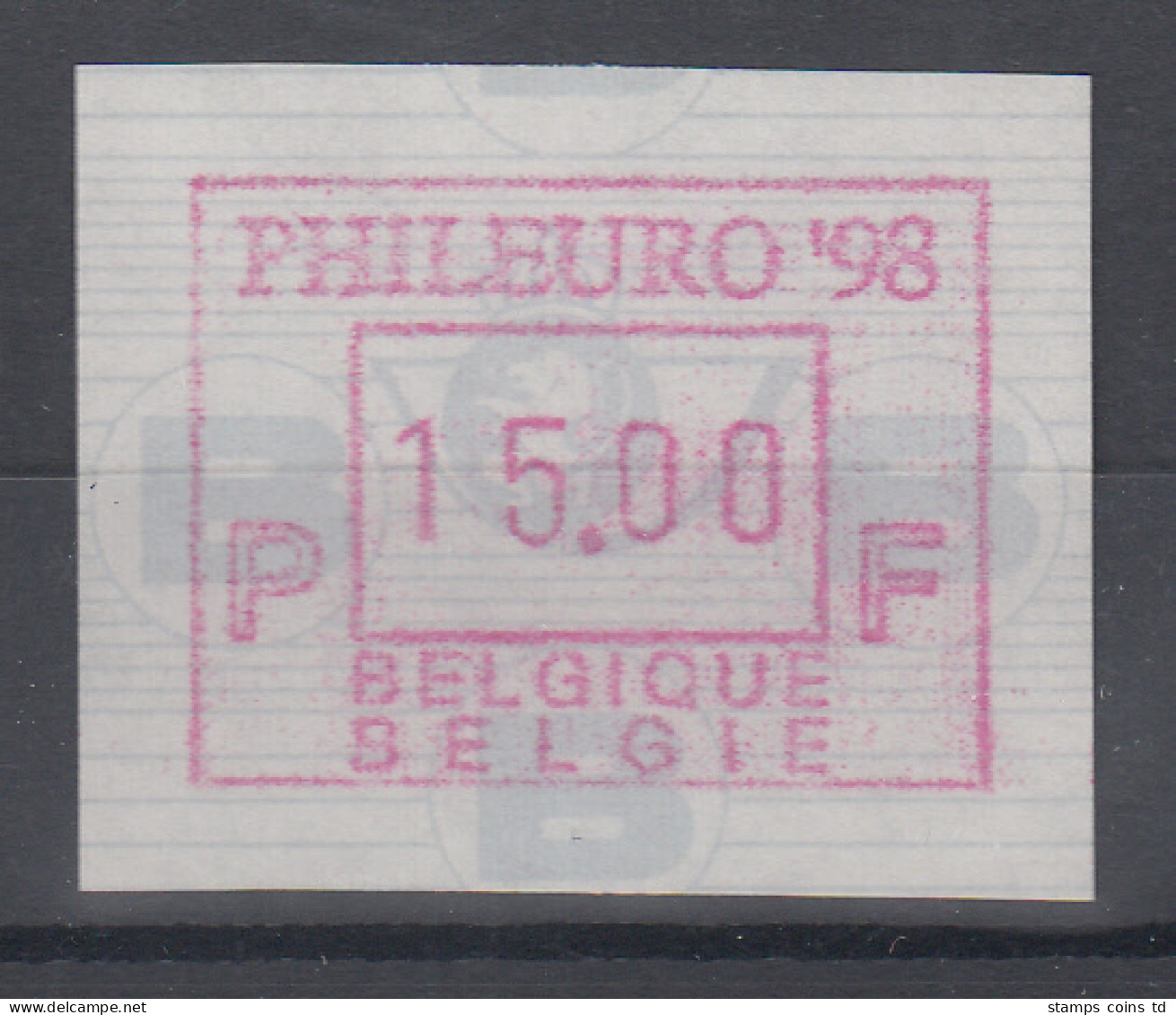 Belgien FRAMA-ATM Sonderausgabe PHILEURO `98**  - Otros & Sin Clasificación