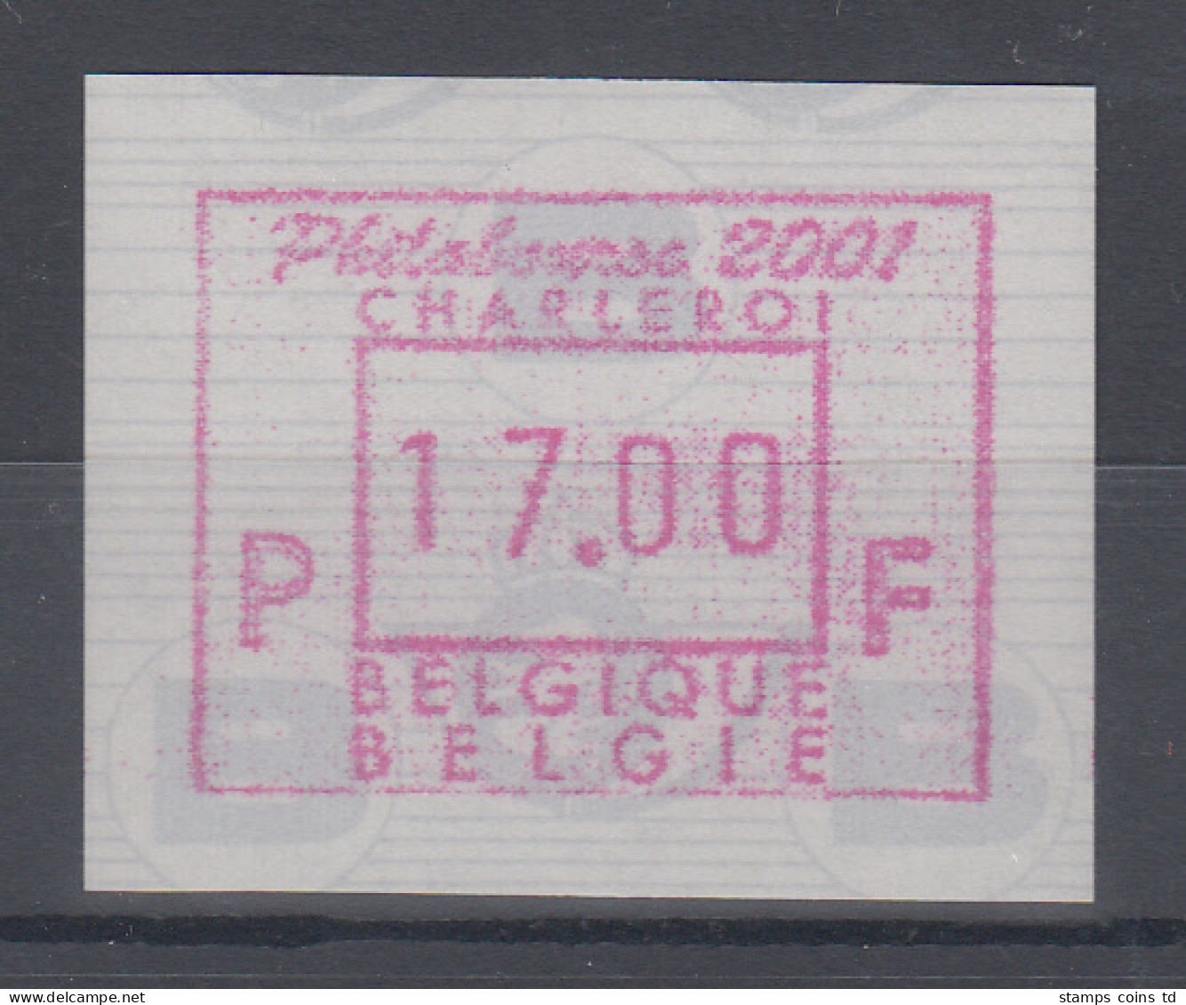 Belgien FRAMA-ATM Sonderausgabe PHILABOURSE 2001 **  - Andere & Zonder Classificatie