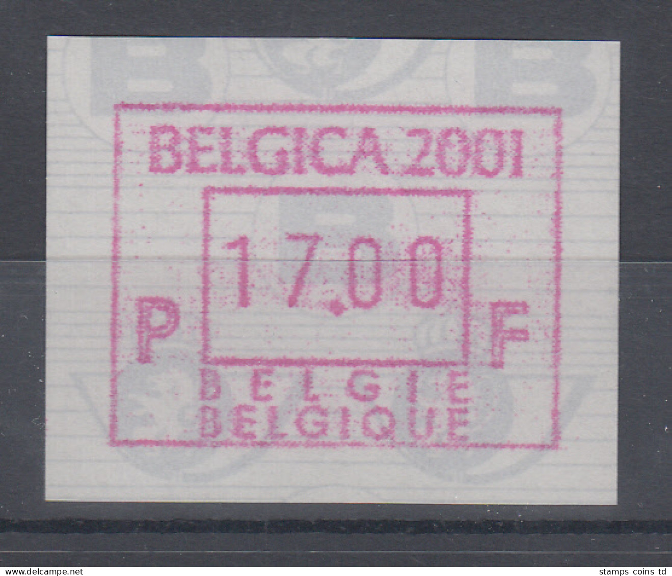 Belgien FRAMA-ATM Sonderausgabe BELGICA 2001 **  - Andere & Zonder Classificatie