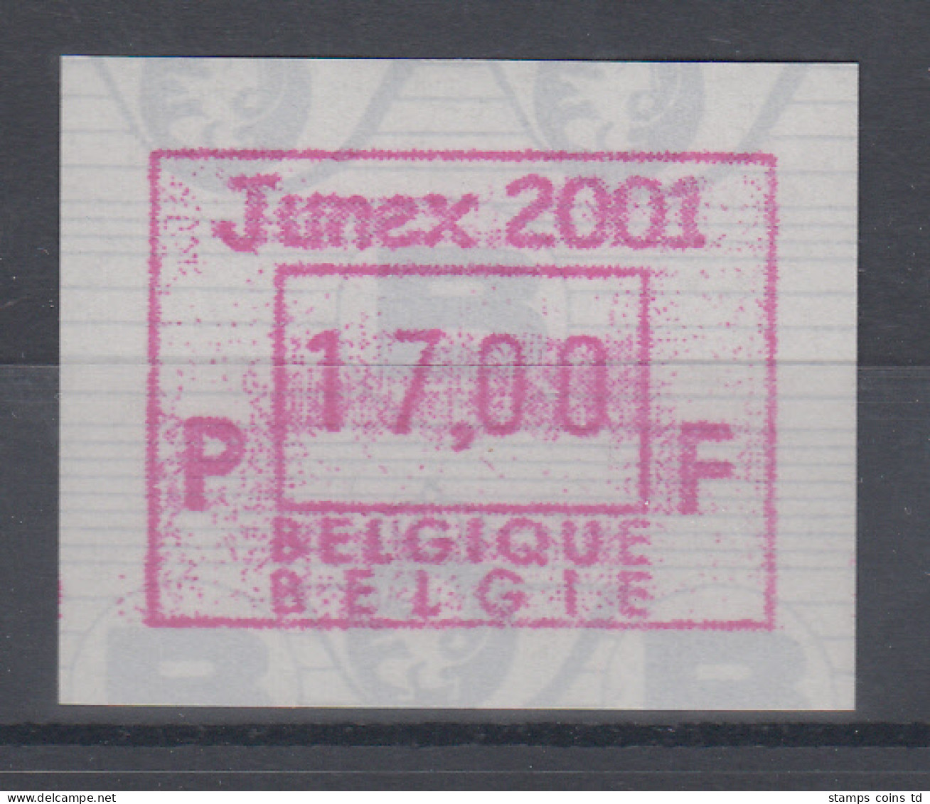 Belgien FRAMA-ATM Sonderausgabe Junex 2001 **  - Autres & Non Classés