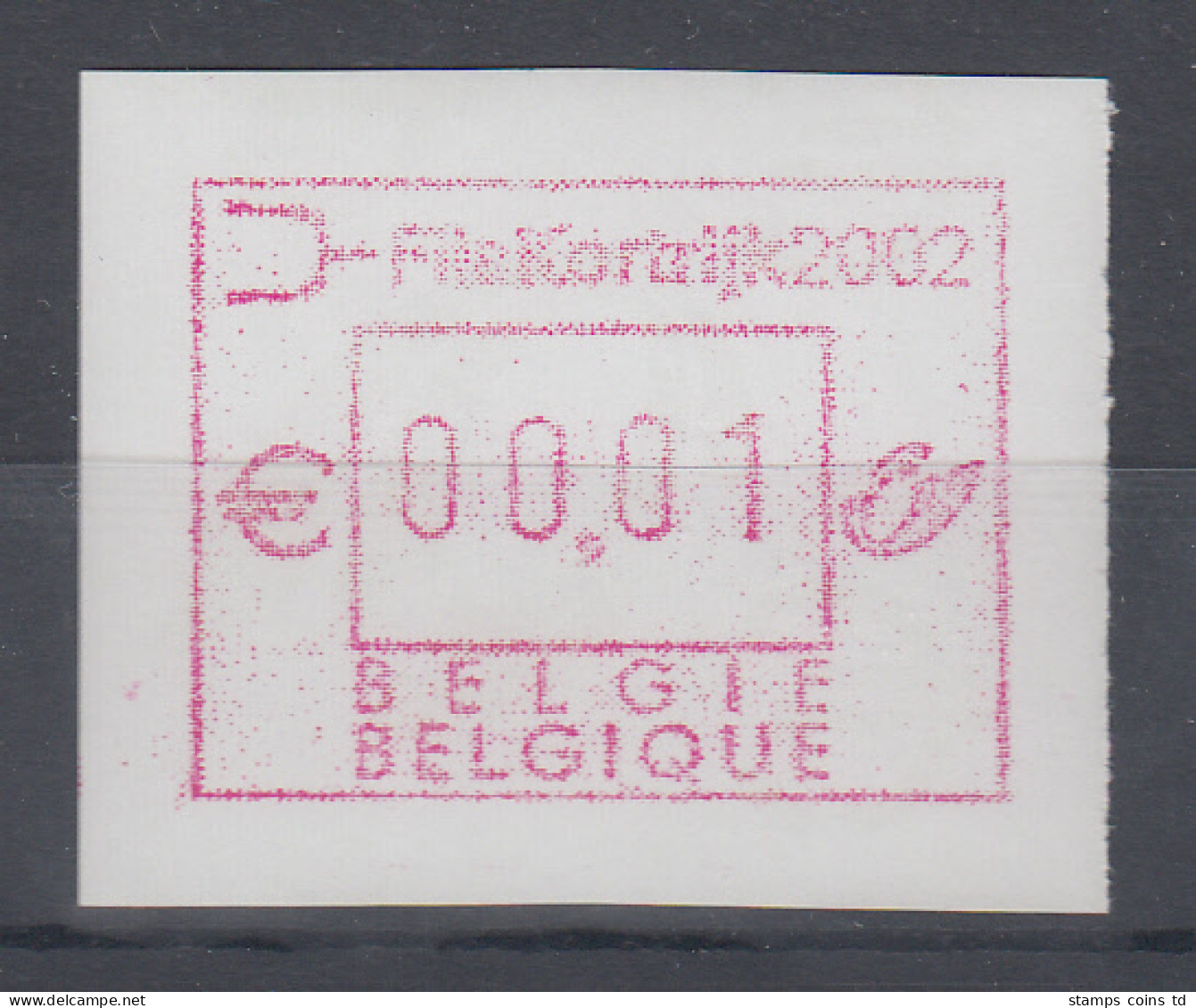 Belgien FRAMA-ATM Sonderausgabe FILA KORTRIJK 2002, Weißes Sicherheitspapier **  - Autres & Non Classés