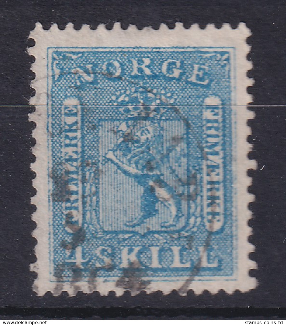 Norwegen 1863 Freimarke Wappen 4 Sk. Blau Mi.-Nr. 8 Sauber O  - Other & Unclassified