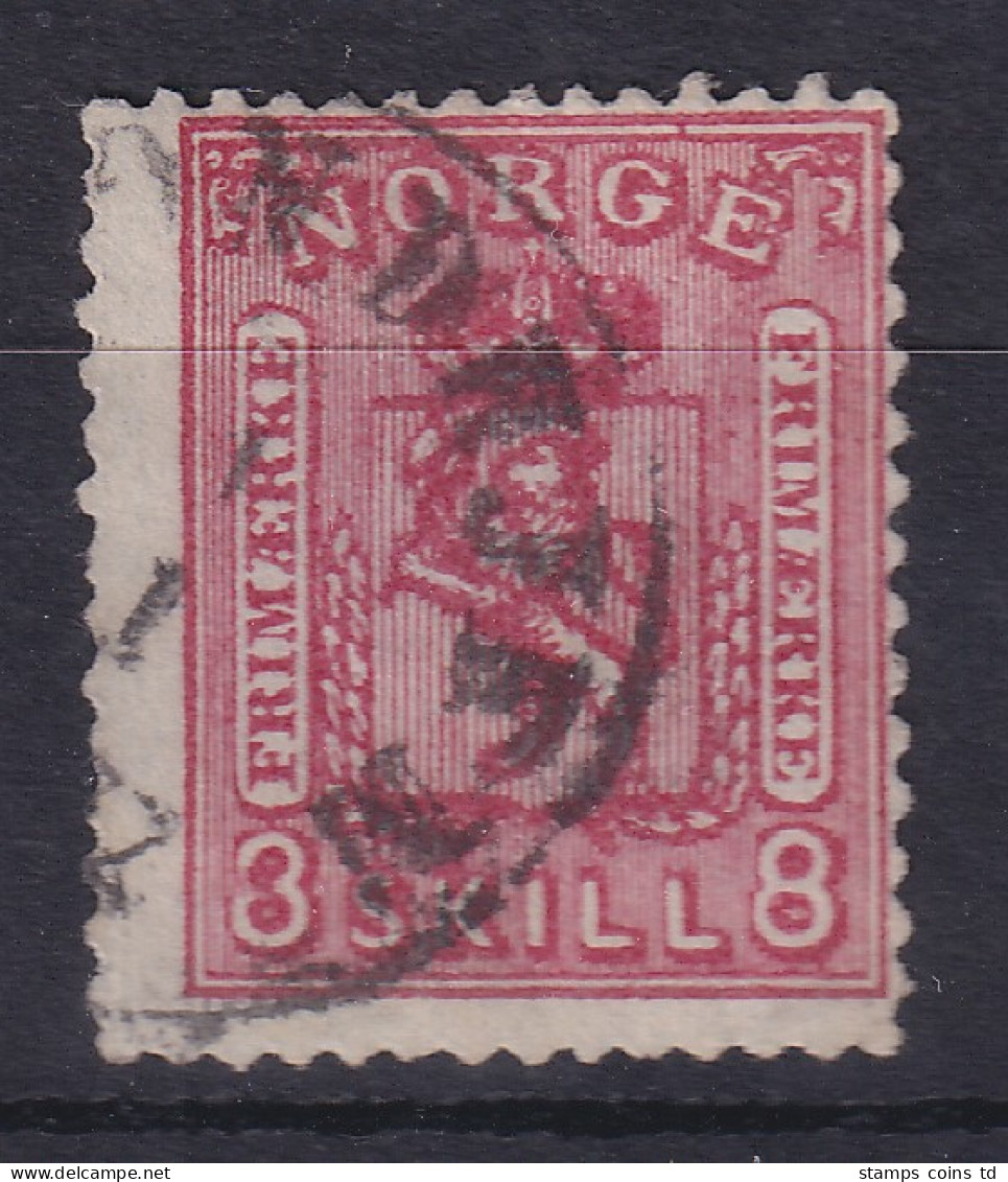 Norwegen 1867 Freimarke Wappen 8 Sk. Rot Mi.-Nr. 15a Gestempelt - Sonstige & Ohne Zuordnung